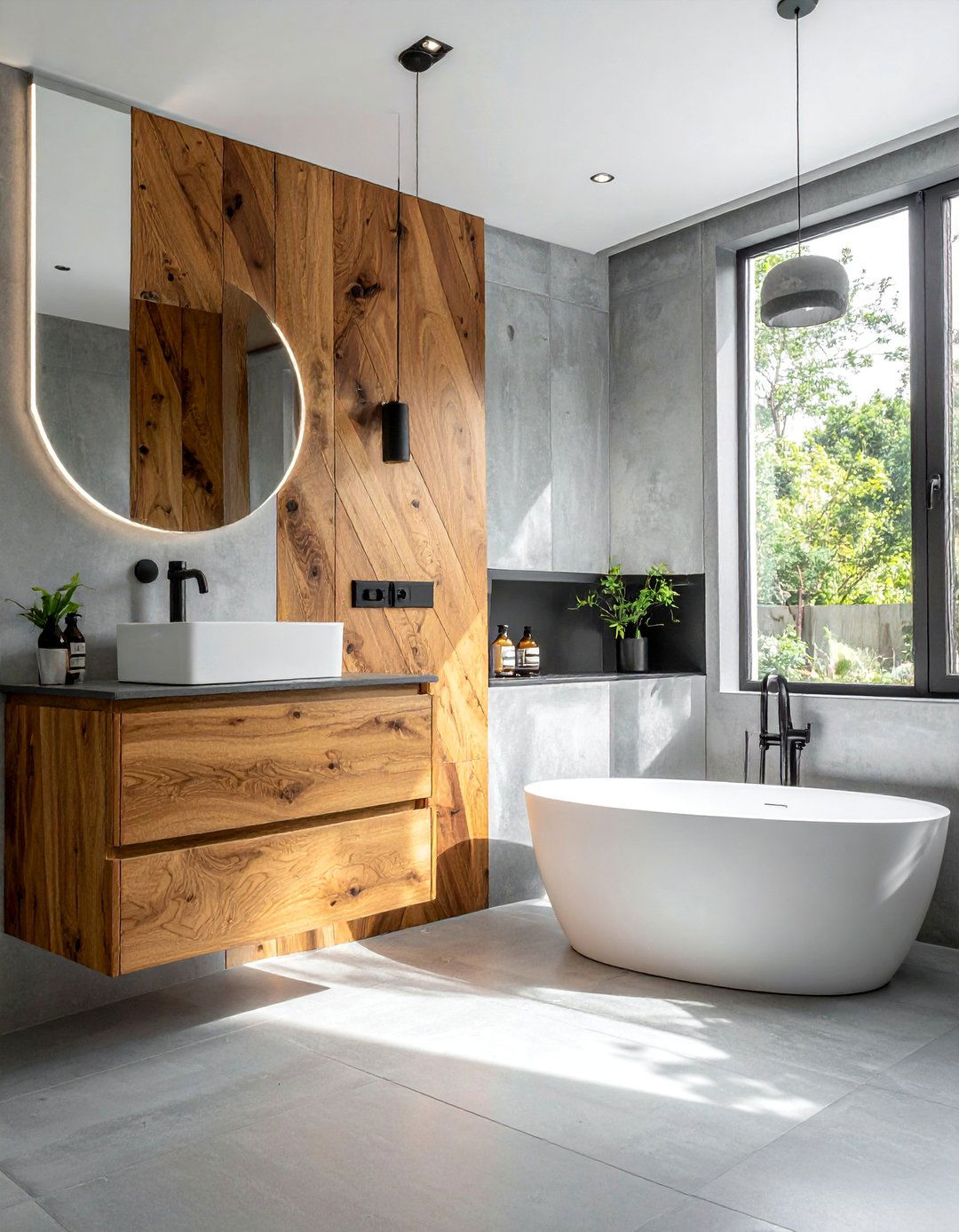 A Board Formed Concrete Bathroom Wall - 30 Concrete Bathroom Ideas for a Modern Look