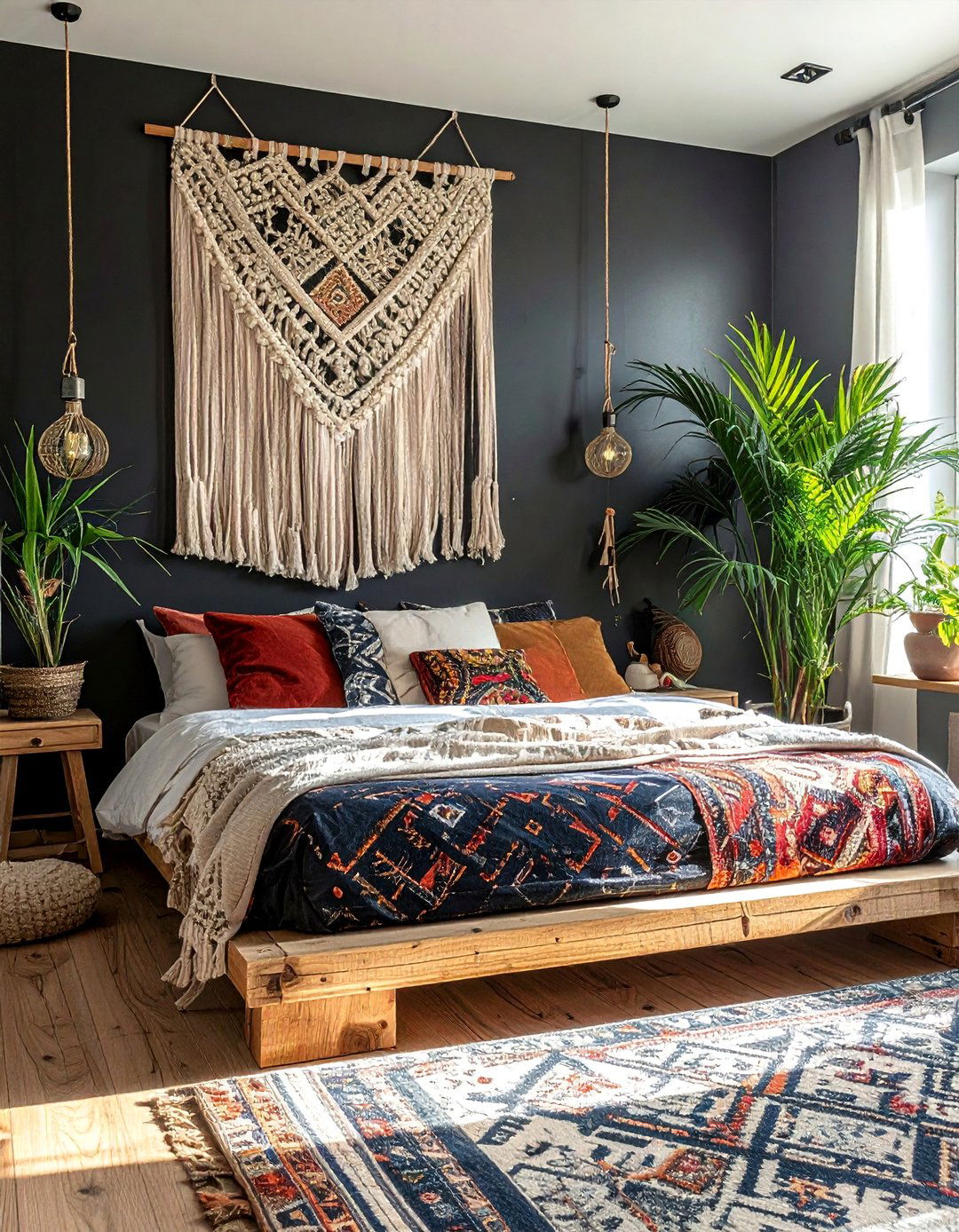 A Bohemian Inspired Charcoal Bedroom