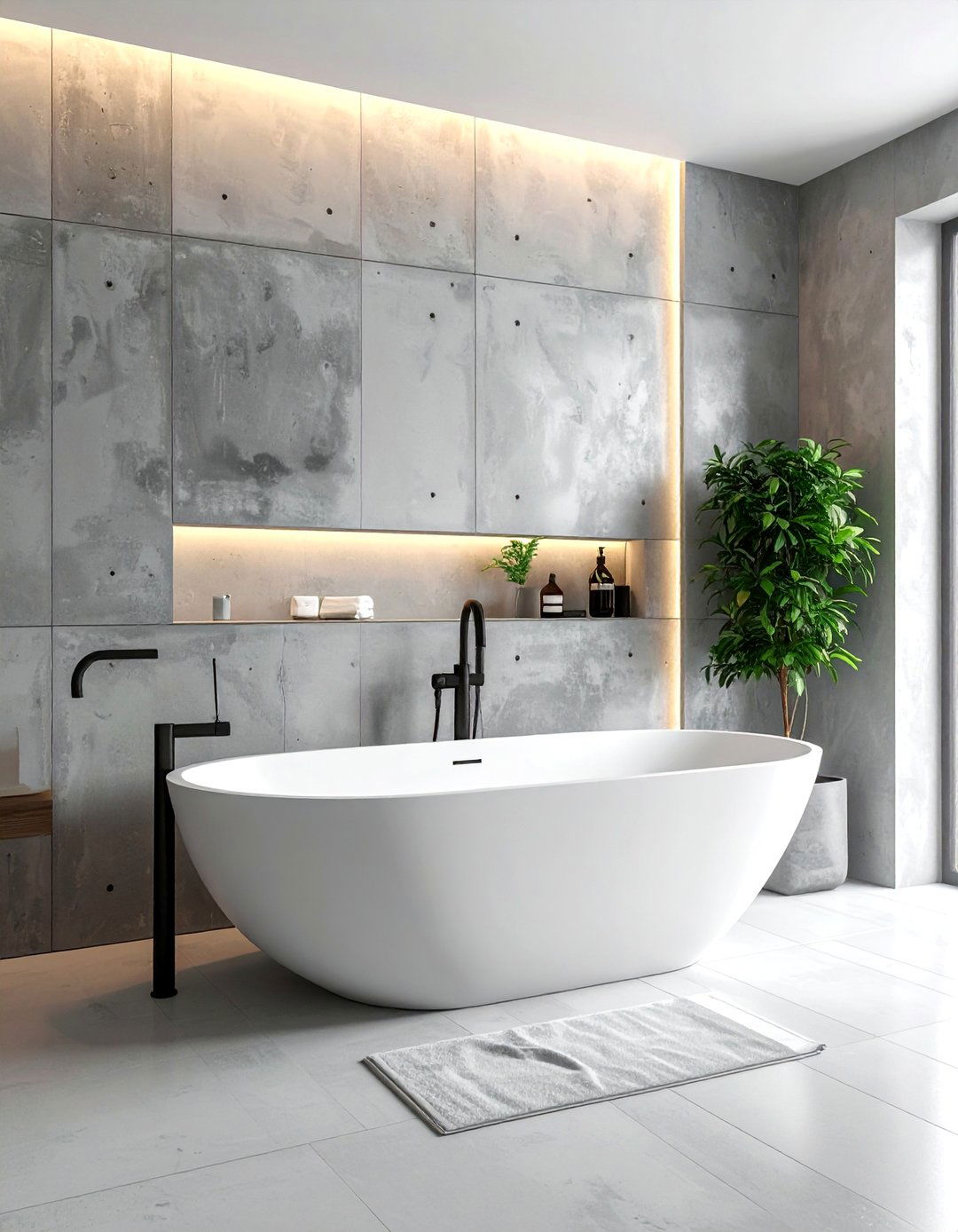 A Concrete Bathroom Accent Wall - 30 Concrete Bathroom Ideas for a Modern Look