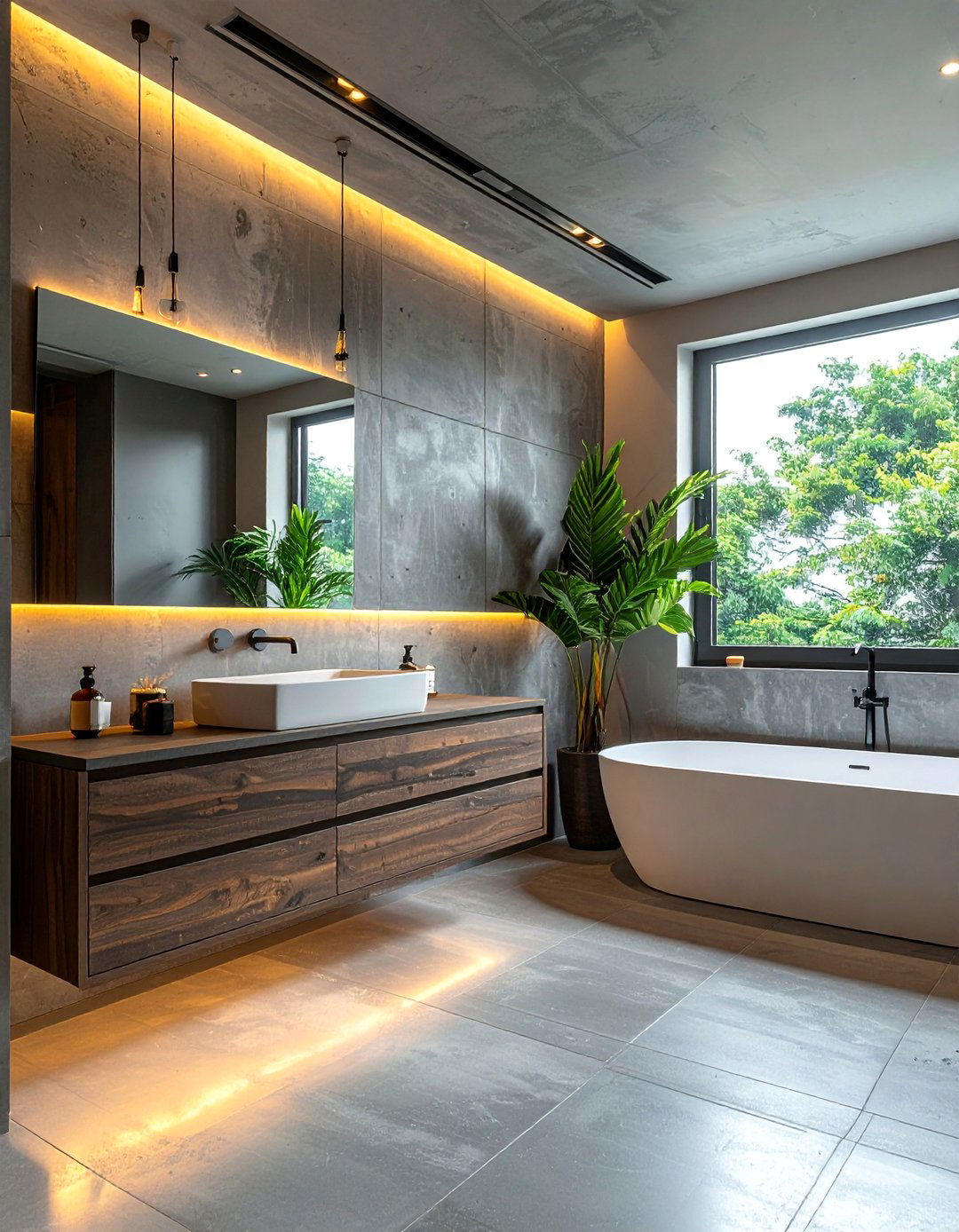 A Concrete Bathroom Backsplash - 30 Concrete Bathroom Ideas for a Modern Look