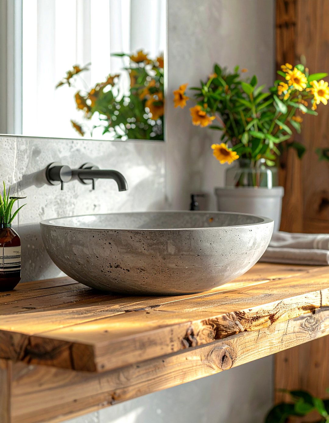 A Concrete Bathroom Vessel Sink - 30 Concrete Bathroom Ideas for a Modern Look