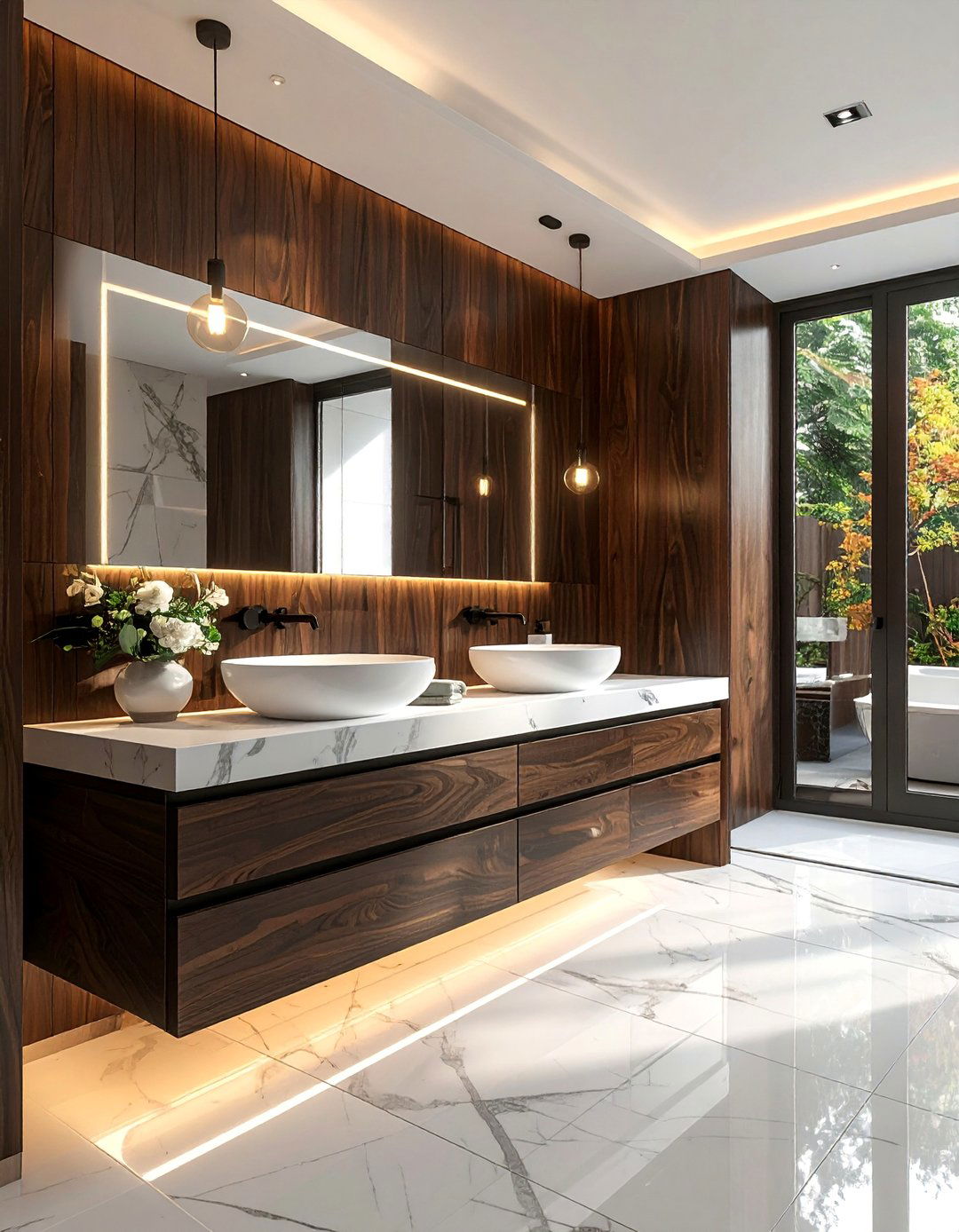 A Dark Wood Bathroom Vanity - 20 Dark Wood Interior Design Ideas for Your Home