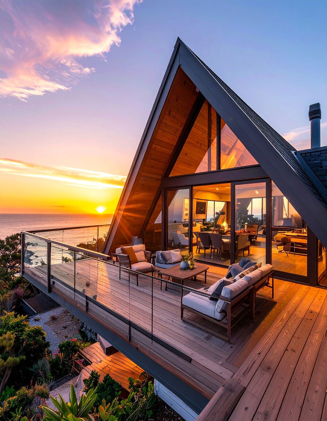 A Frame House With a Rooftop Deck Balcony - 20 A-Frame House With Balcony Design Ideas