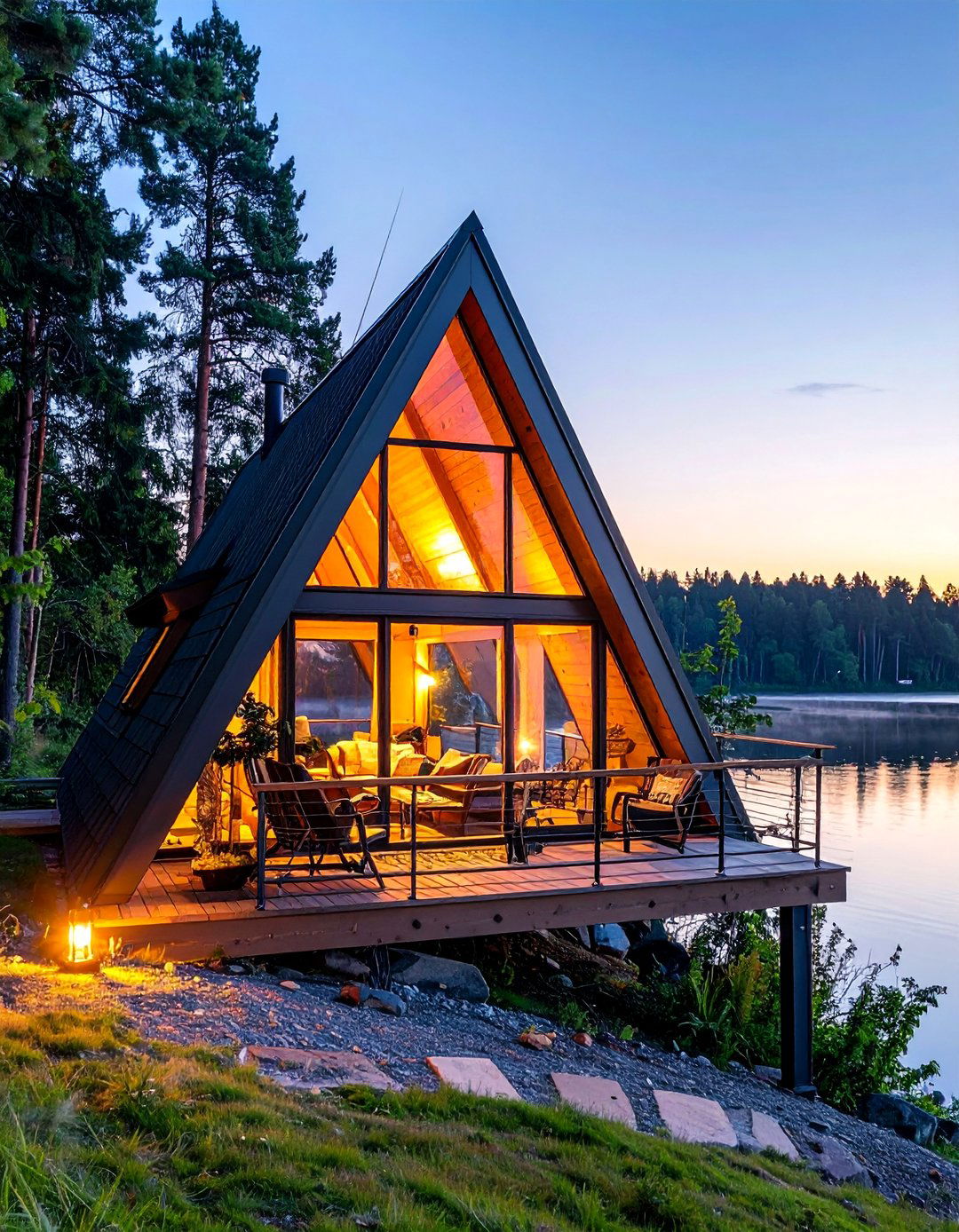 A Frame House With a Screened In Balcony - 20 A-Frame House With Balcony Design Ideas