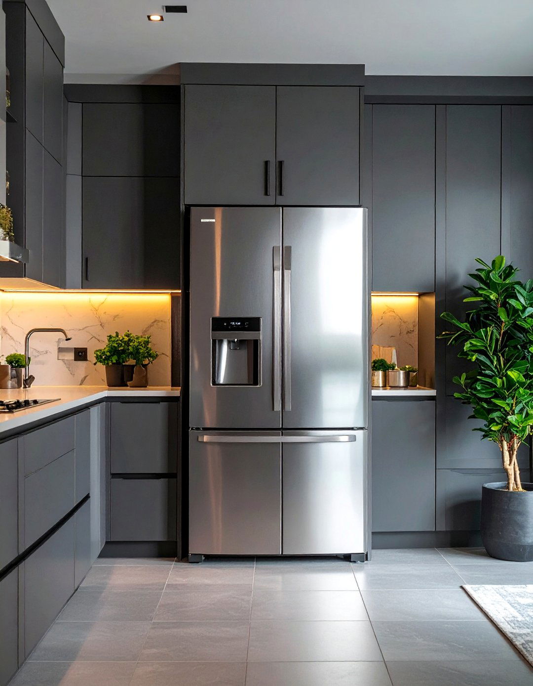 A Kitchen Featuring a Large Stainless Steel Refrigerator - 25 Kitchens With Stainless Steel Appliances Ideas