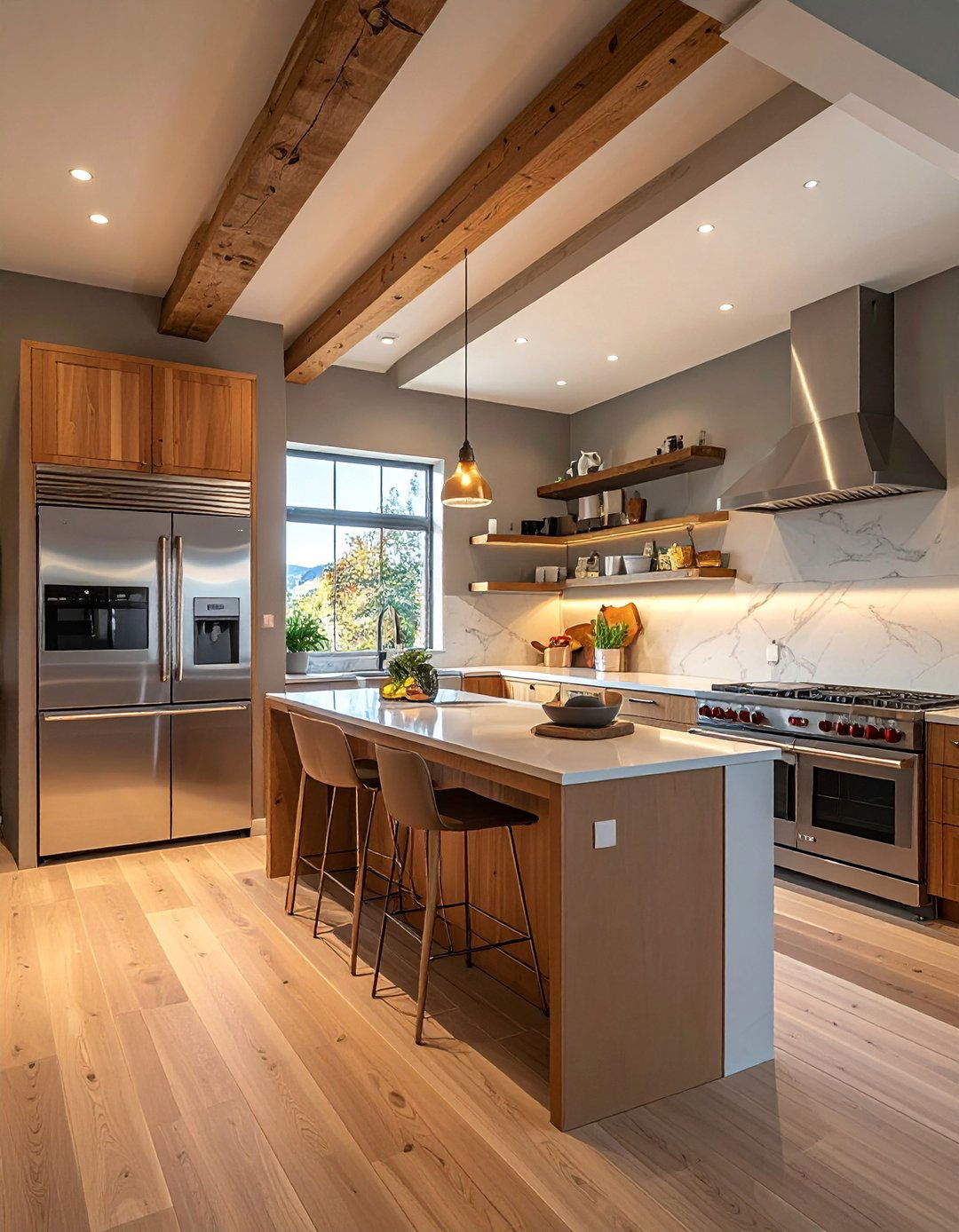 A Kitchen With Stainless Steel Appliances and Warm Wood Accents - 25 Kitchens With Stainless Steel Appliances Ideas