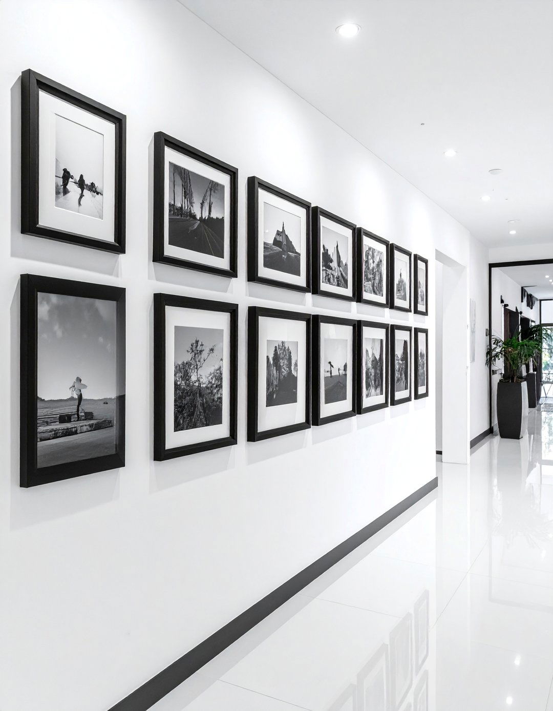 A Monochrome Photo Gallery Wall - 20 Black and White Hallway Ideas for a Modern Look