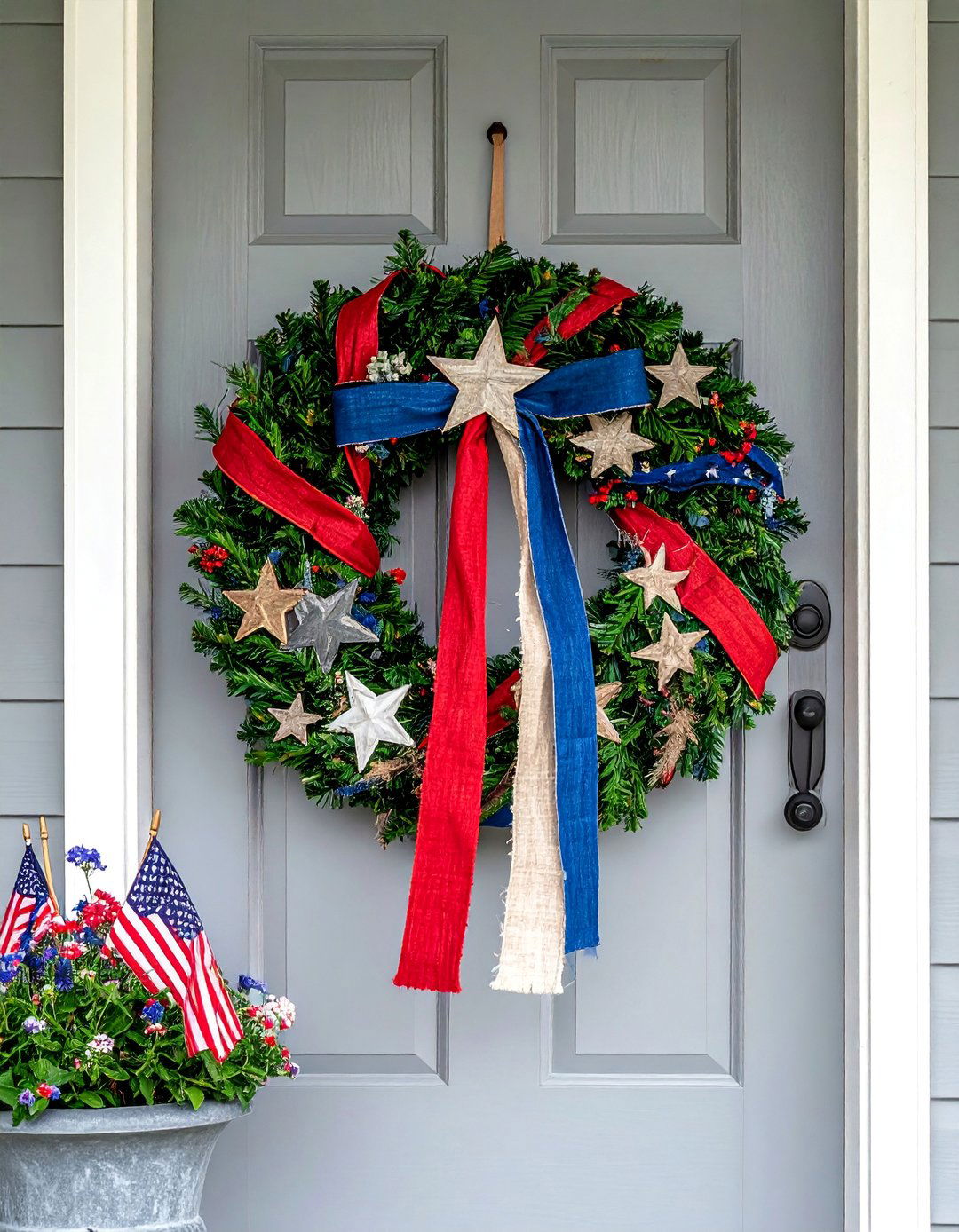 A Patriotic Theme for Summer Holiday Decor - 15 Summer Front Door Decor Ideas for a Welcoming Entry