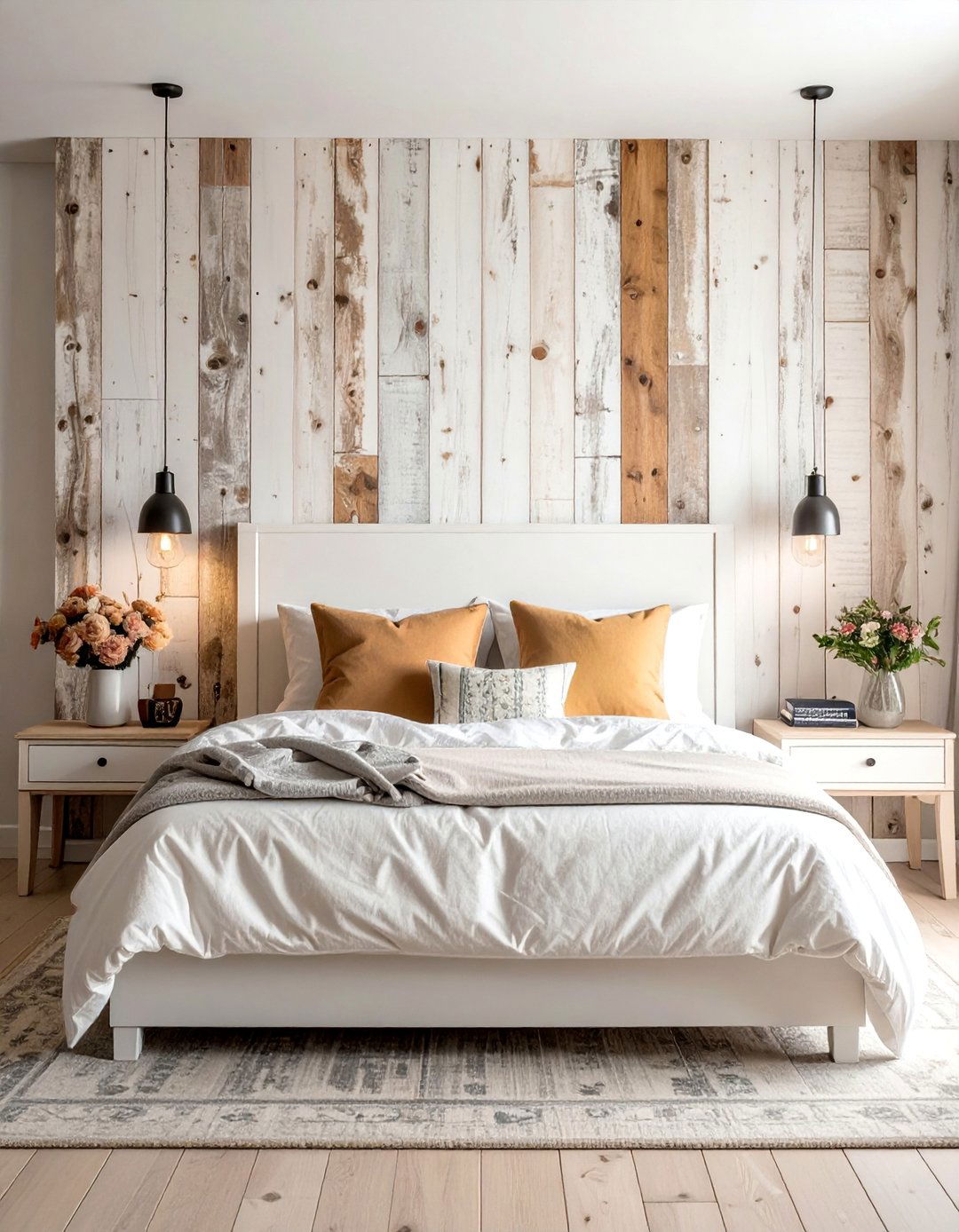 A Reclaimed Wood Accent Wall for a Shabby Chic Bedroom - 20 Shabby Chic Bedroom Ideas for Timeless Elegance