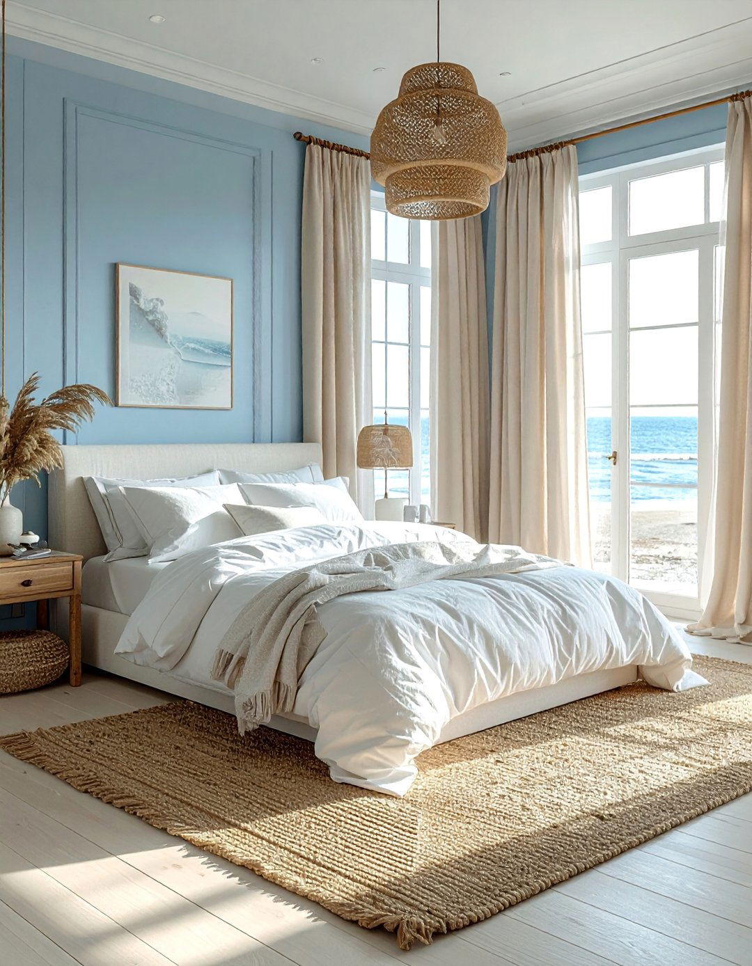 A Serene Light Blue and Sandy Beige Bedroom - 25 Light Blue Bedroom Ideas for a Calming Retreat