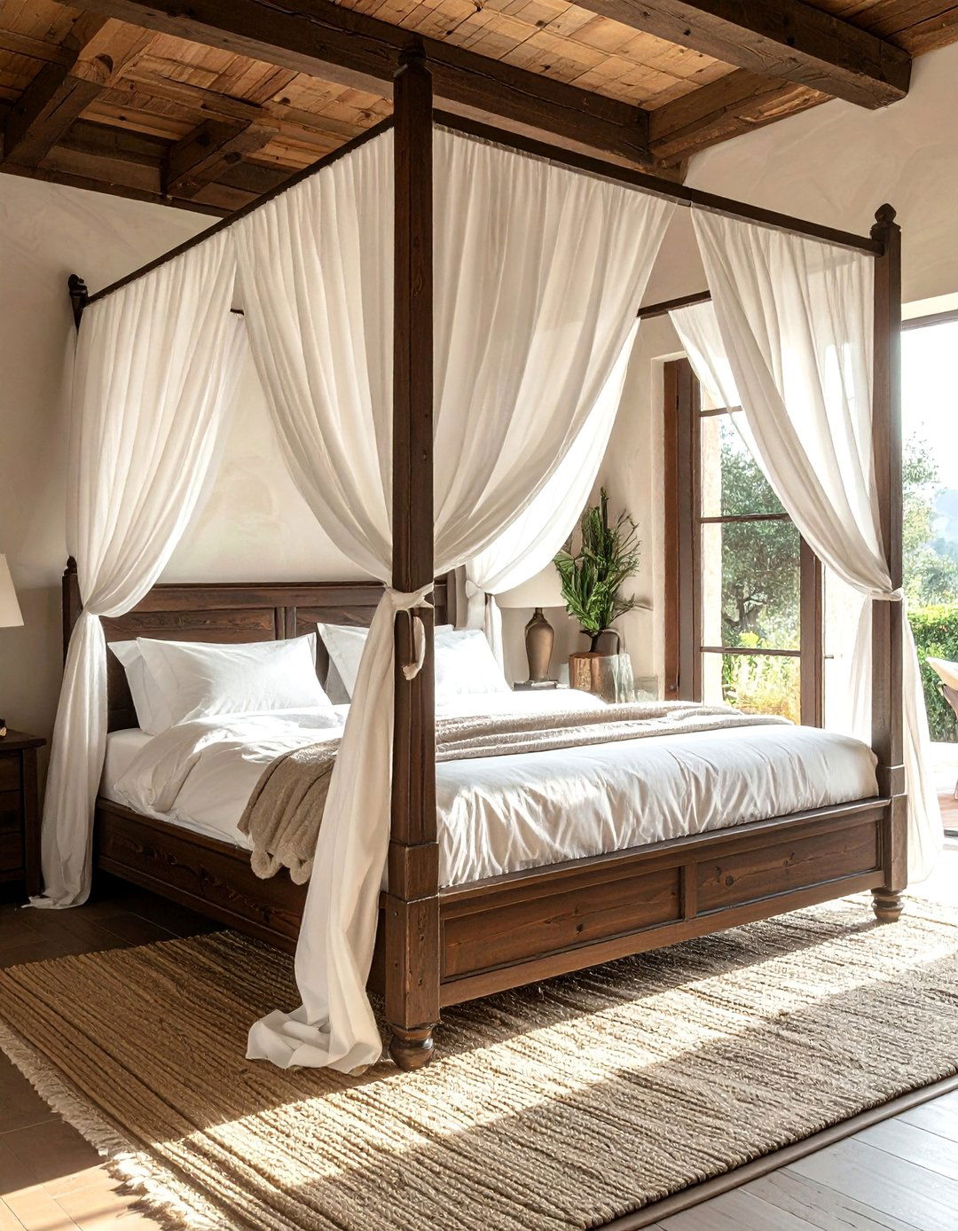 A Stately Four Poster Canopy Bed - 20 Tuscan Bedroom Ideas for a Warm and Inviting Space