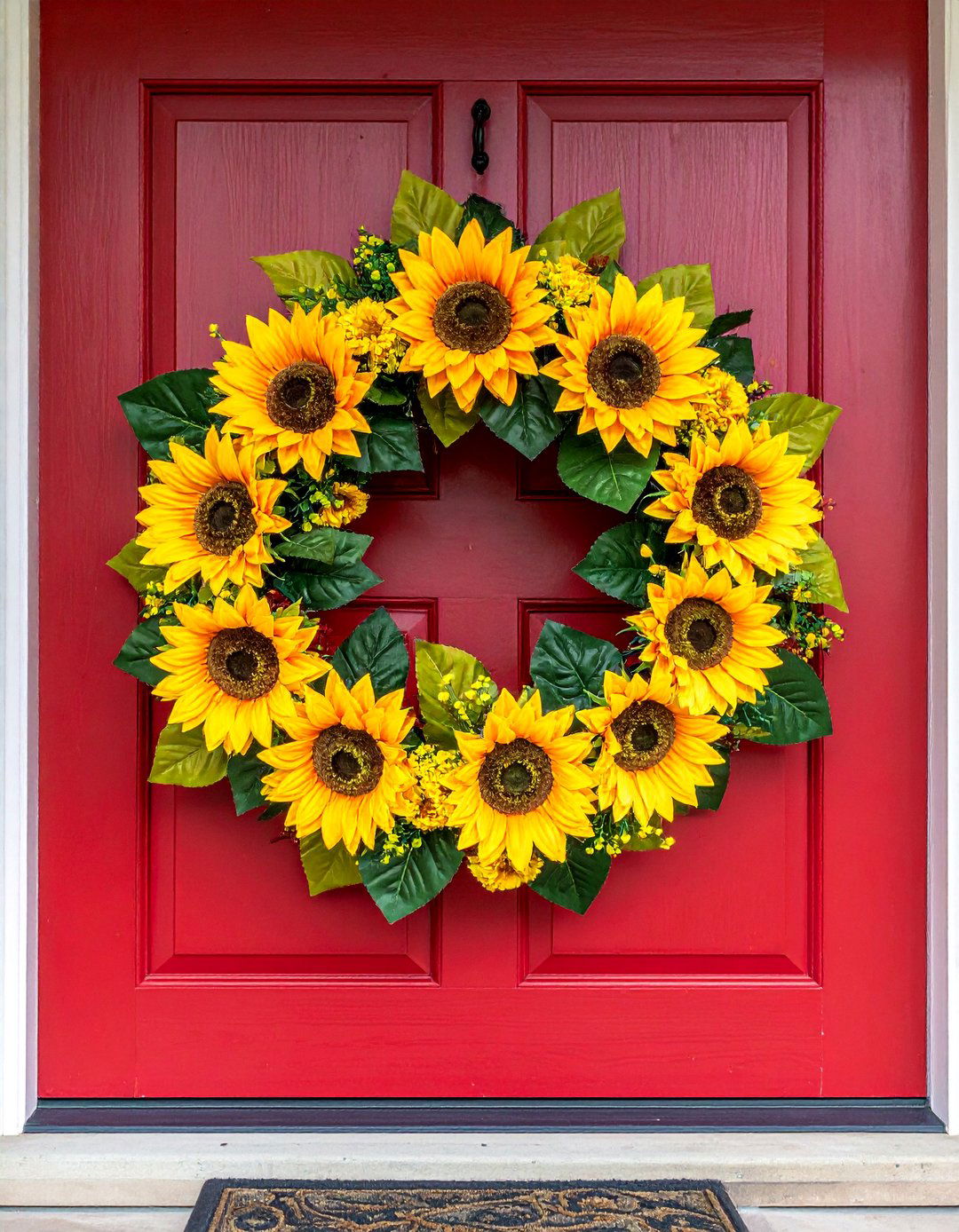 A Sunflower Themed Summer Front Door Display - 15 Summer Front Door Decor Ideas for a Welcoming Entry