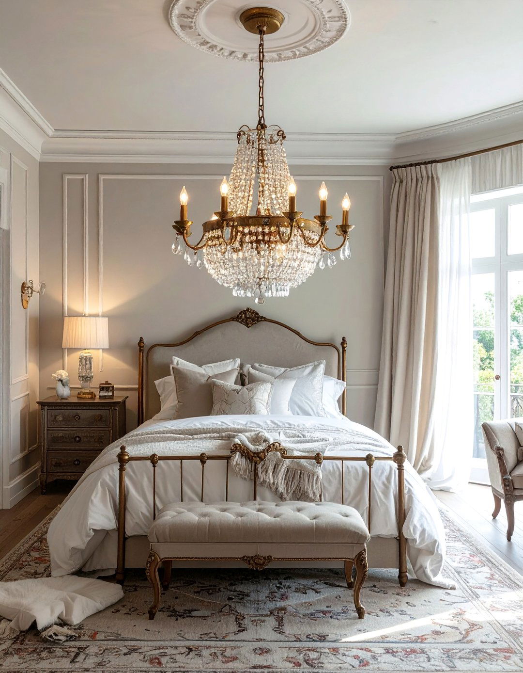 A Vintage Crystal Chandelier for a Shabby Chic Bedroom - 20 Shabby Chic Bedroom Ideas for Timeless Elegance