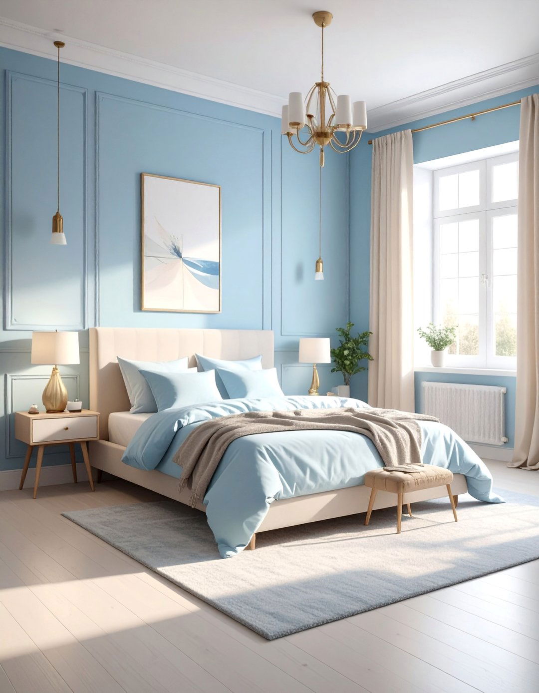 A Warm Light Blue and Cream Bedroom - 25 Light Blue Bedroom Ideas for a Calming Retreat