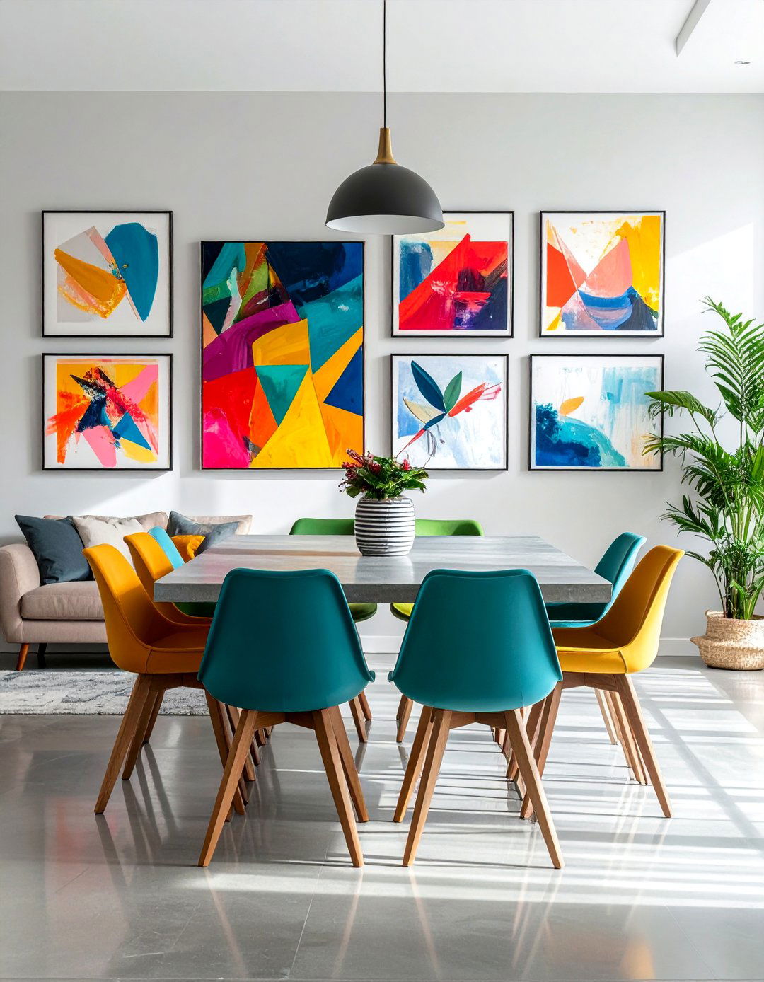 Abstract Art Dining Room Gallery Wall - 20 Dining Room Gallery Wall Ideas for Stylish Decor
