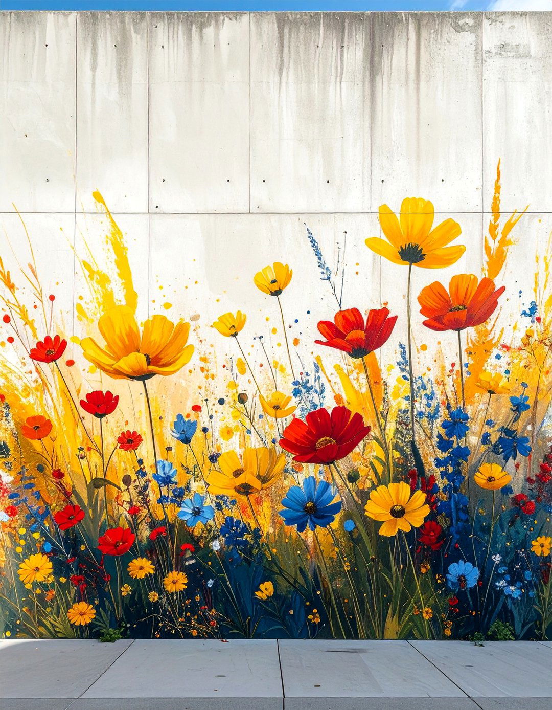Abstract Wildflower Meadow Flower Mural on a Building - 15 Flower Murals on Buildings Ideas for Urban Beauty