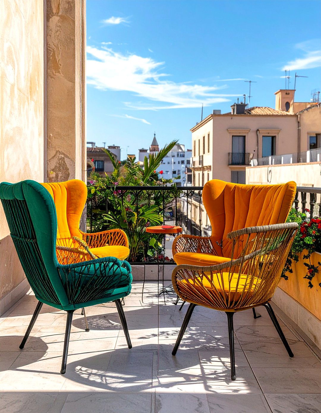 Acapulco Chair Balcony Style - 25 Balcony Seating Ideas for Small Outdoor Spaces