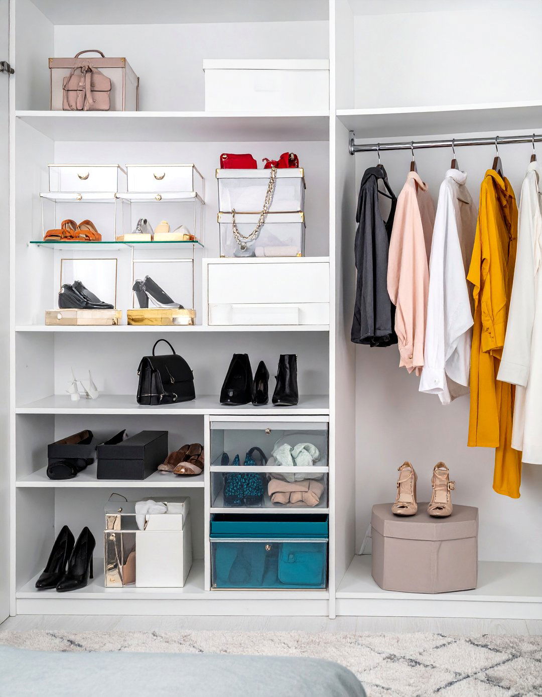 Accessory Focused Organization - 30 Open Closet Ideas for a Modern Wardrobe