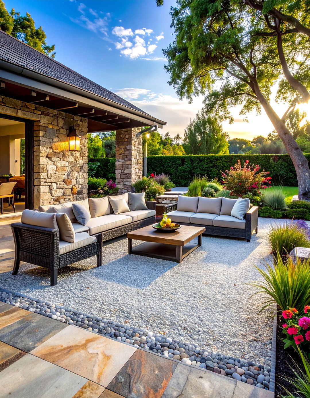 Aggregate Patio Surfaces - 40 Stone Landscaping Ideas for a Beautiful Outdoor Space