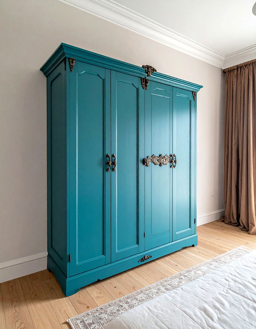 An Antique Style Armoire - 20 Tuscan Bedroom Ideas for a Warm and Inviting Space