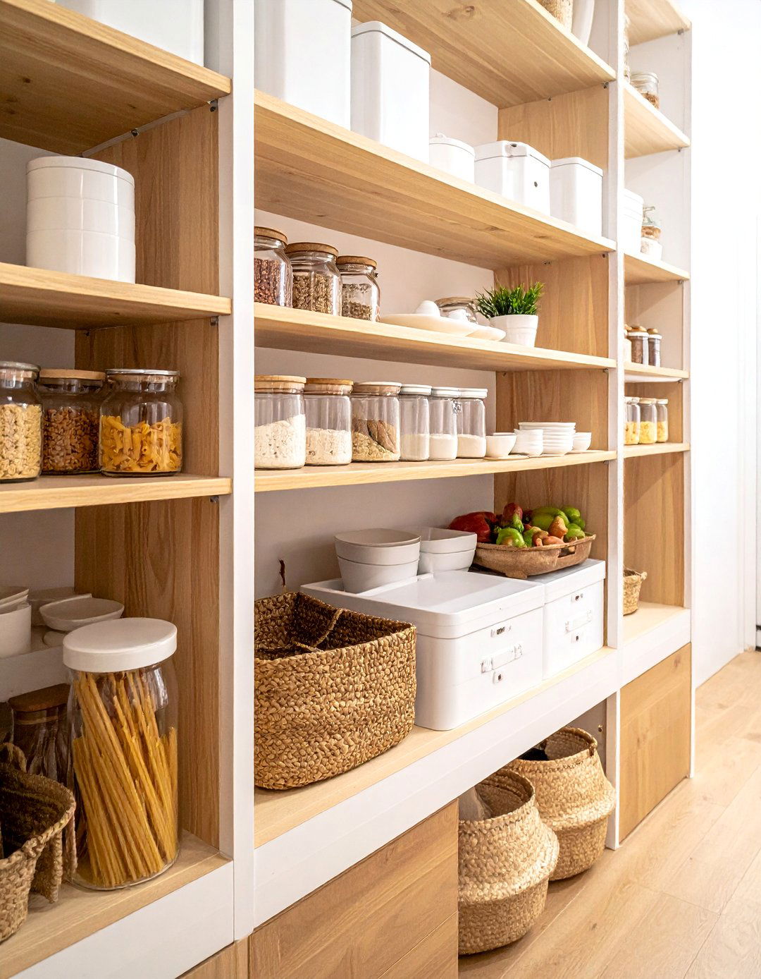 An Organized Pantry with Open Shelving - 20 Nancy Meyers Interior Design Ideas for Cozy Spaces