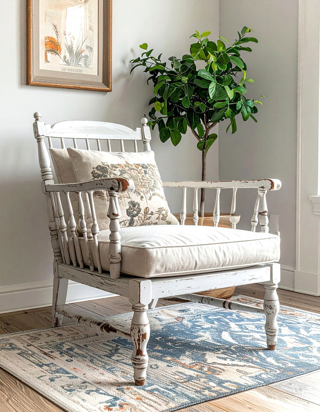 Antique Inspired Accent Furniture - 25 Joanna Gaines Living Room Ideas for Farmhouse Style