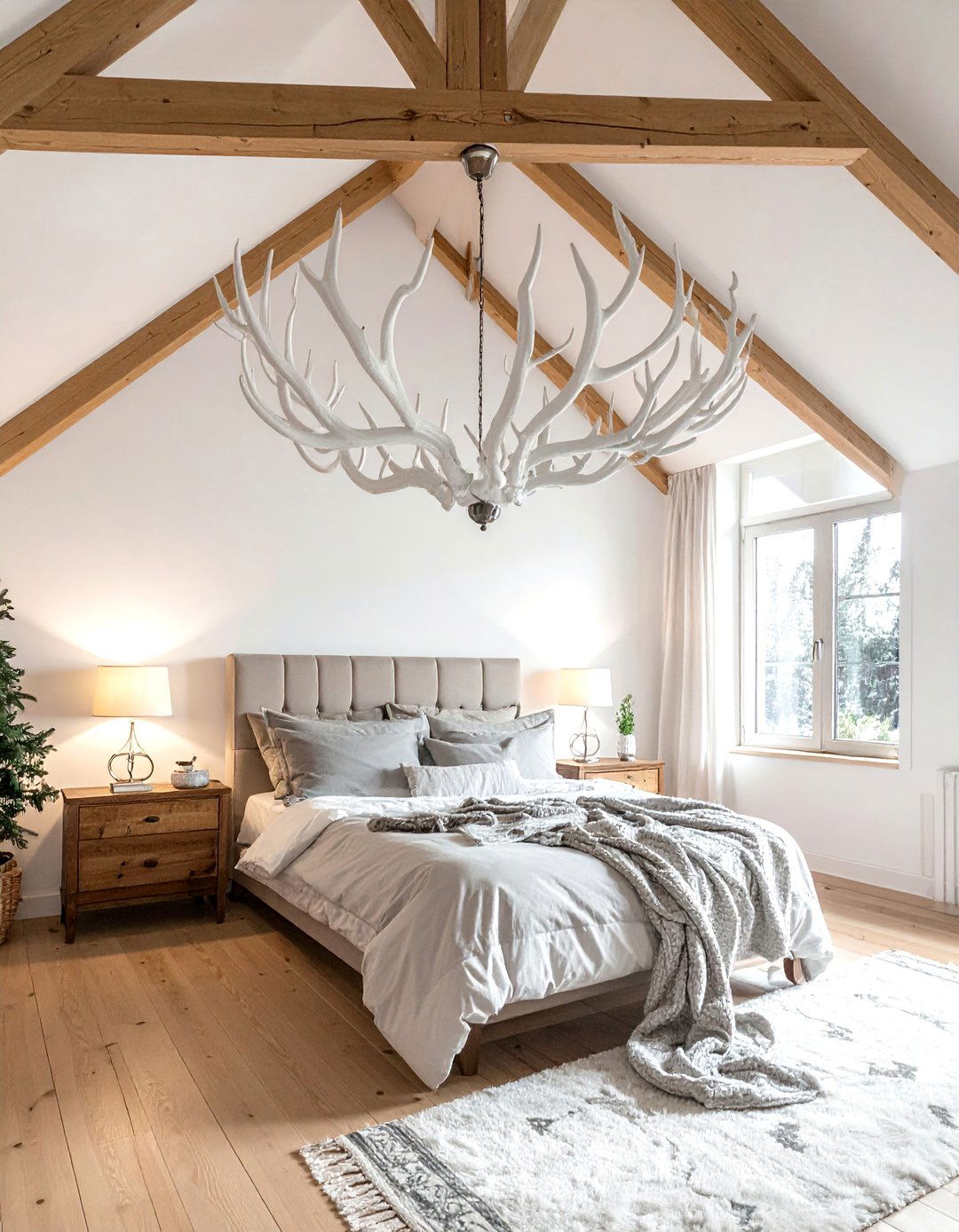 Antler Style Lighting Fixtures - 20 Forest-Themed Bedroom Ideas for a Nature-Inspired Retreat