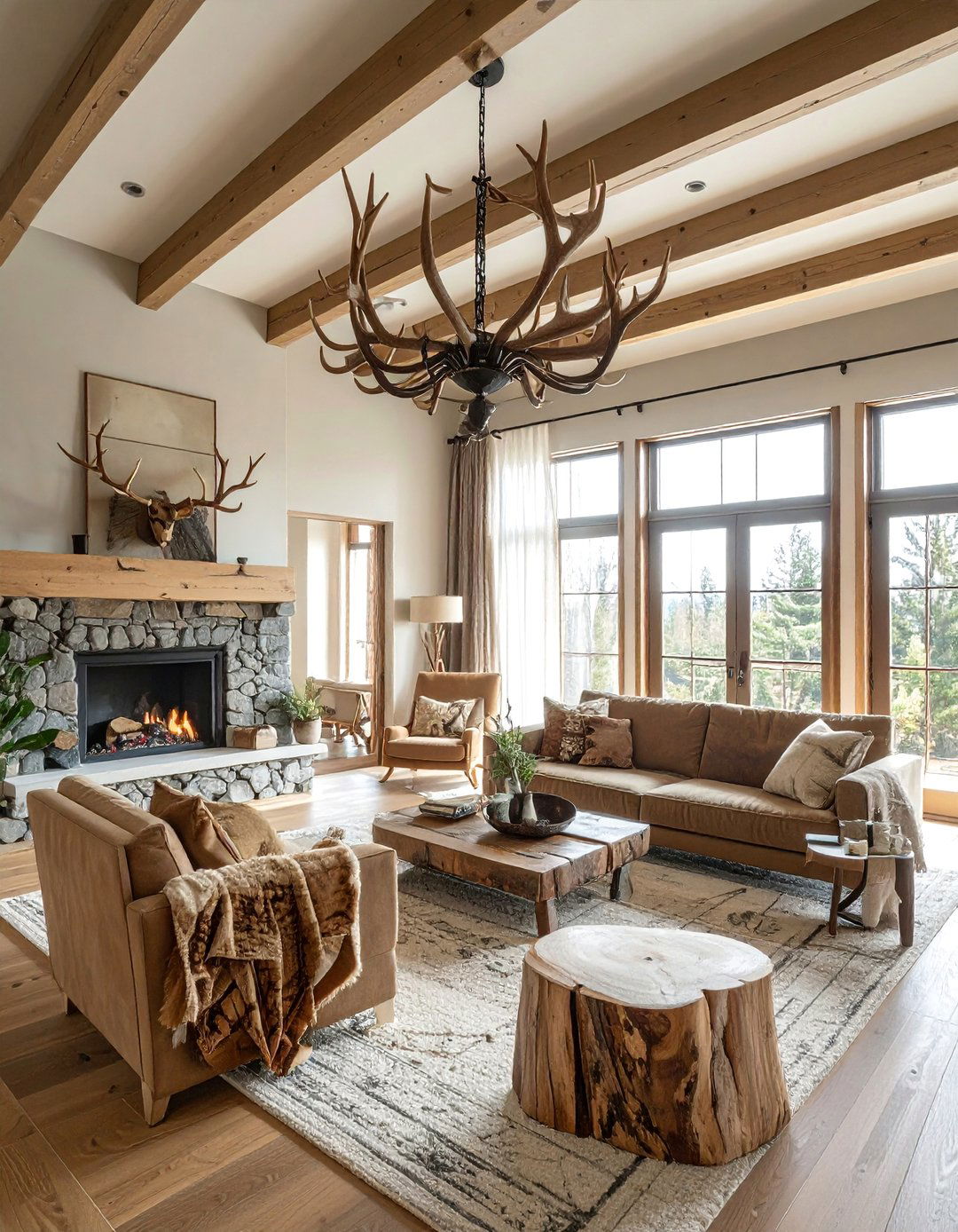 Antler Themed Natural Showcase - 25 Hunting Room Ideas for the Ultimate Sportsman's Retreat