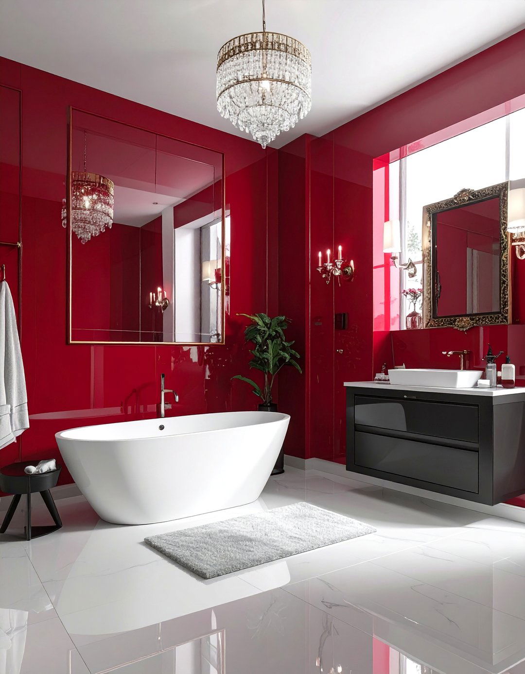 Applying Lacquered Walls in a High Gloss Finish - 20 Maximalist Bathroom Design Ideas for Bold Style