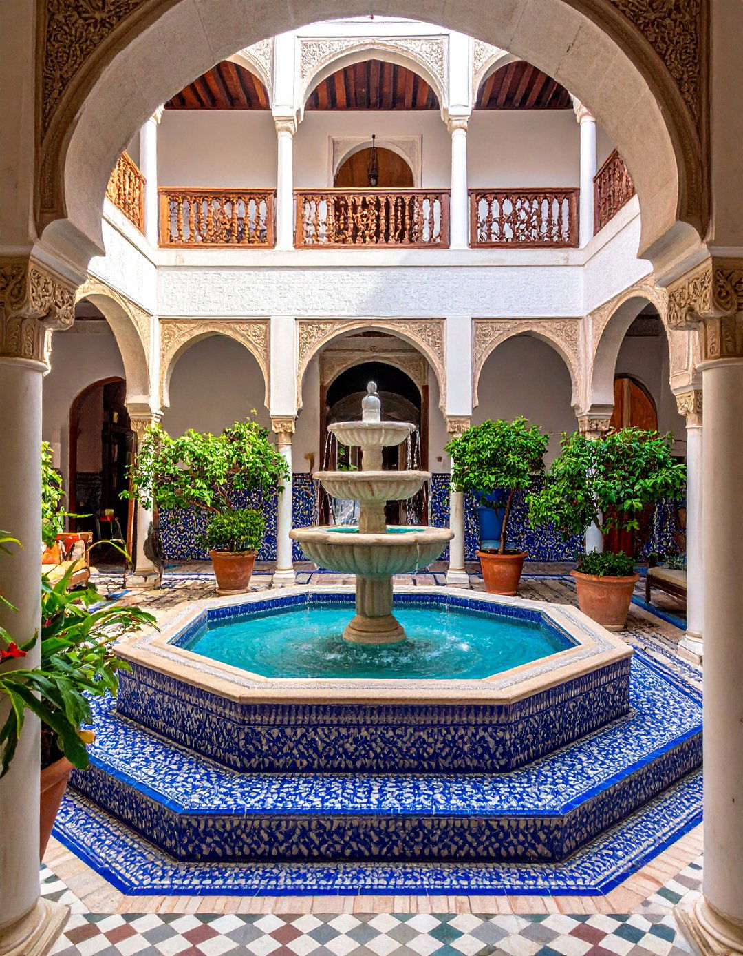 Arabic Interior Design Featuring a Courtyard Fountain - 20 Arabic Interior Design Ideas for a Luxurious Home