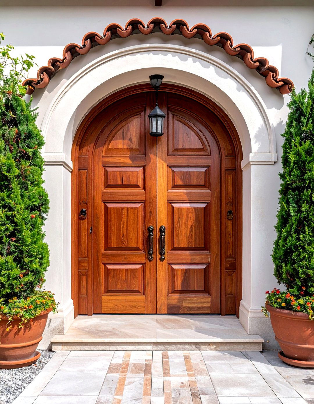 Arched Top Brown Front Door - 15 Brown Front Door Ideas to Enhance Your Home's Curb Appeal