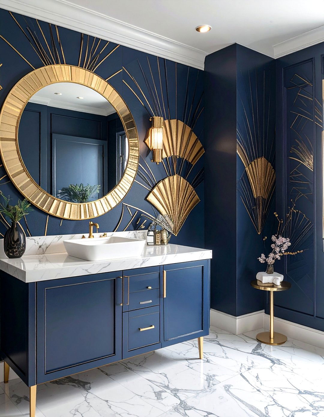 Art Deco Geometric Bathroom Wallpaper - 30 Bathroom Wallpaper Ideas for a Stylish Update