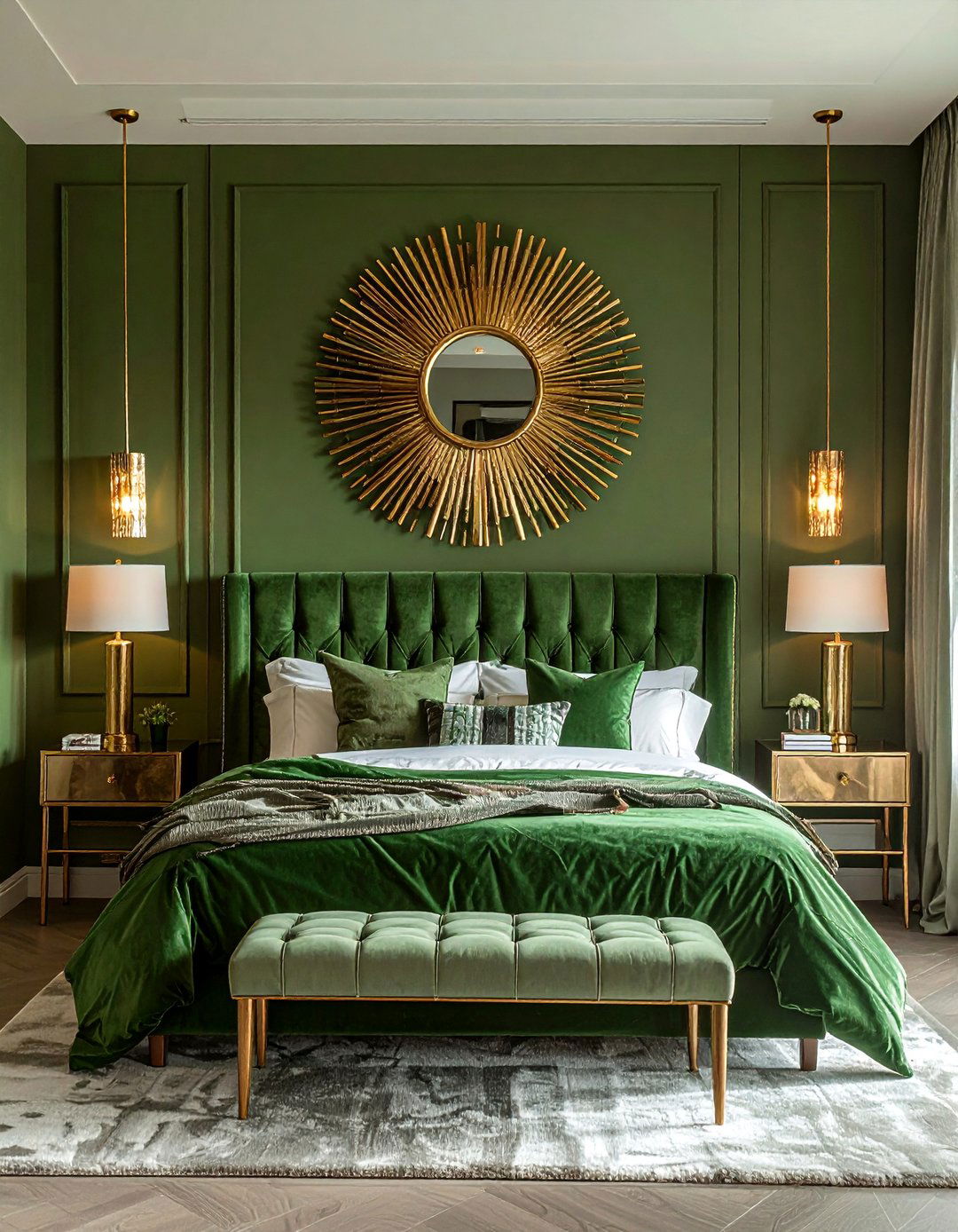Art Deco Inspired Olive Green Bedroom - 25 Olive Green Bedroom Ideas for a Sophisticated Look