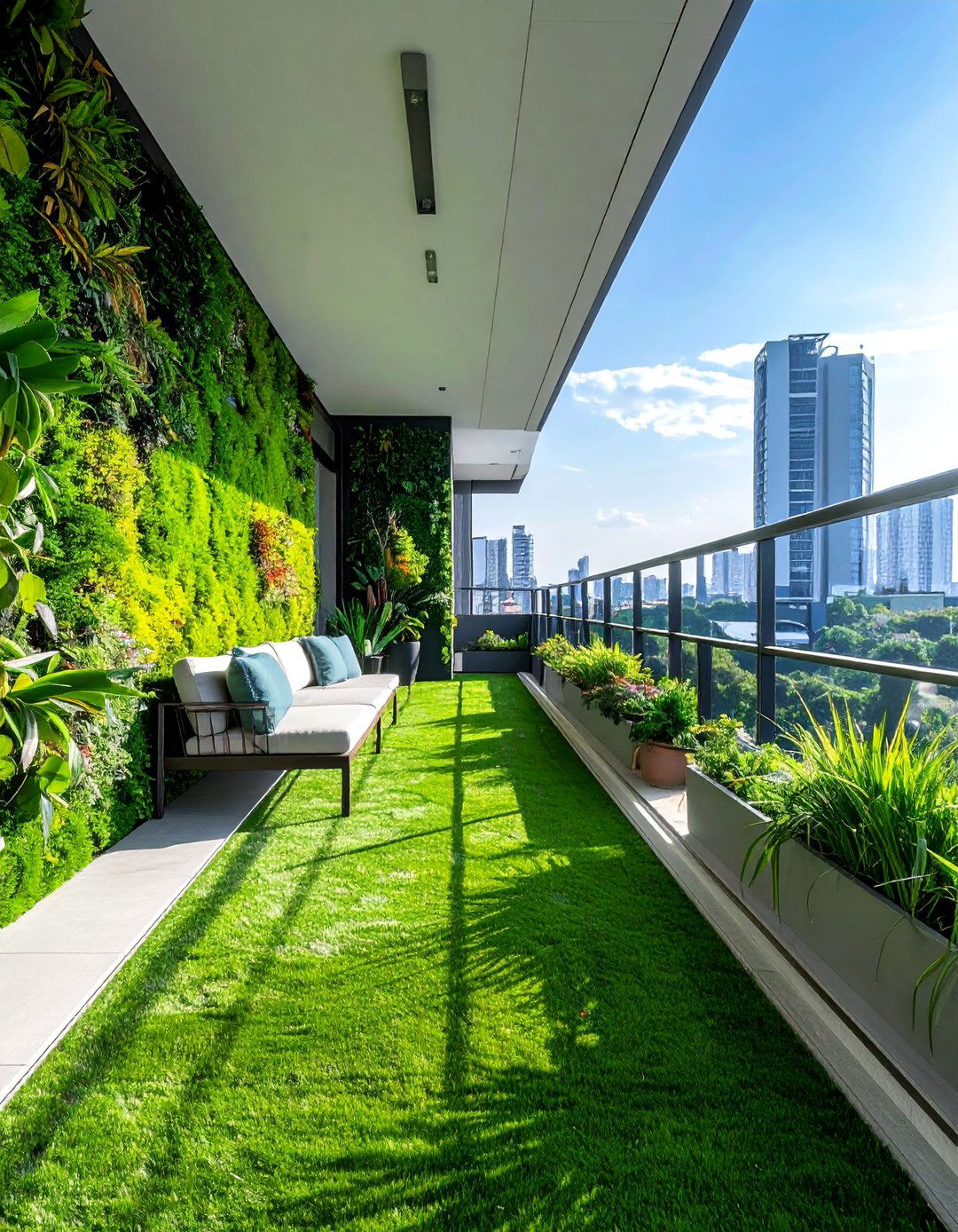 Artificial Grass Balcony Accent Wall - 20 Artificial Grass Balcony Design Ideas for Urban Spaces