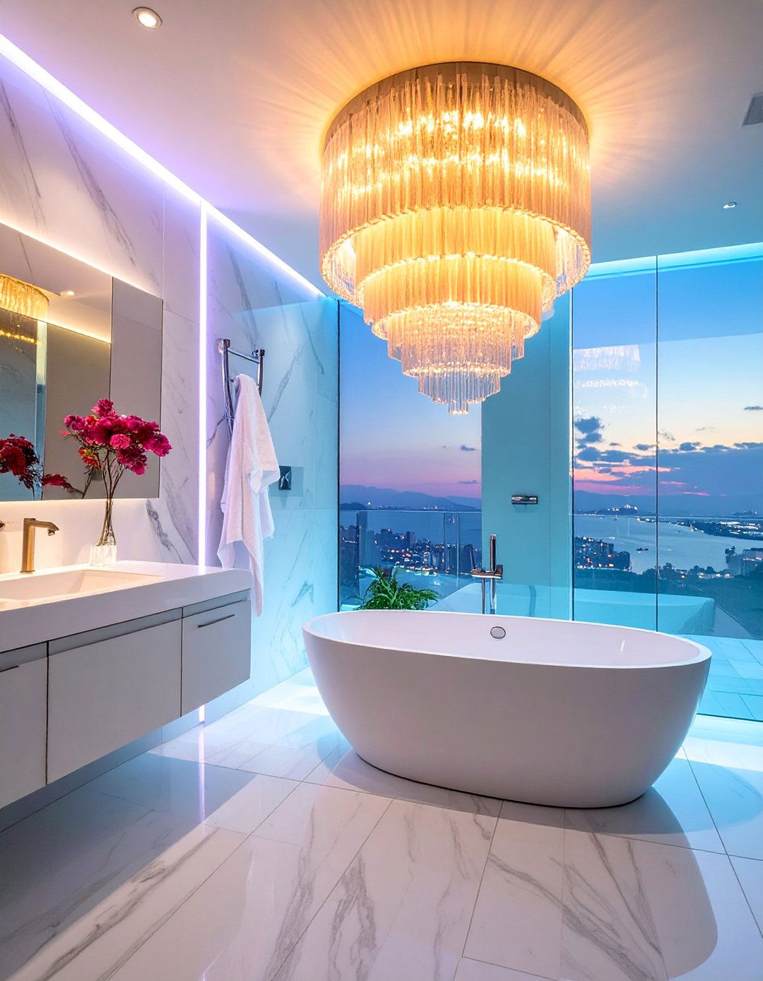 Artistic Lighting Sculptures - 30 Open Concept Bathroom Ideas for Modern Homes