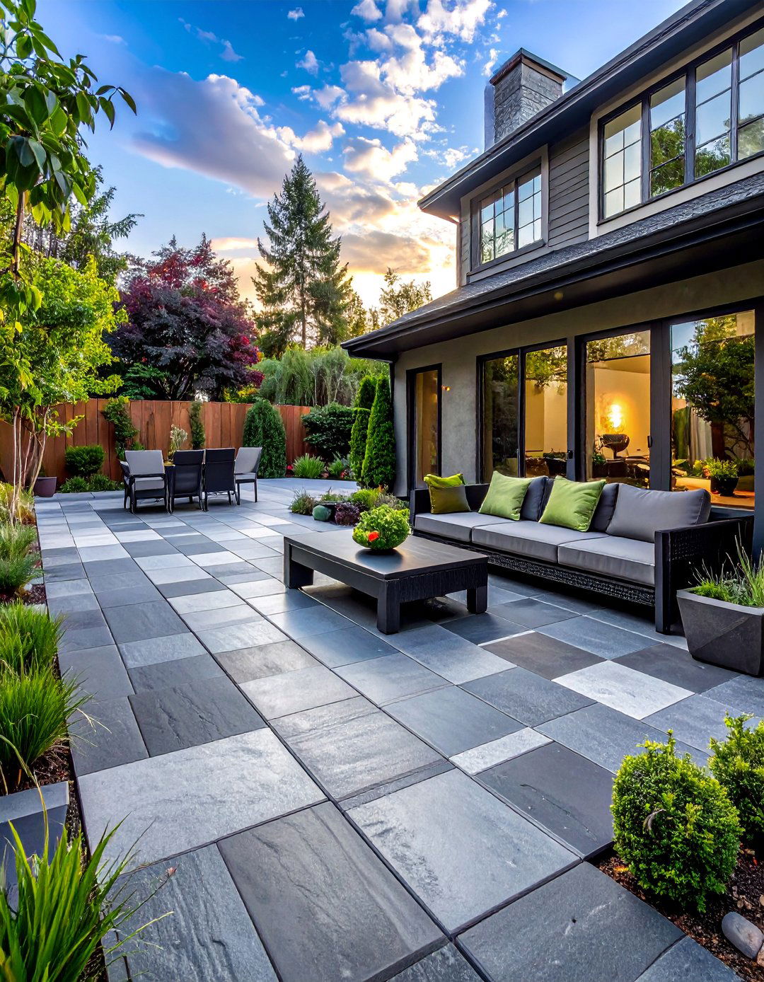 Ashlar Slate Stamped Concrete Patio - 40 Stamped Concrete Patio Ideas for Stylish Outdoor Spaces