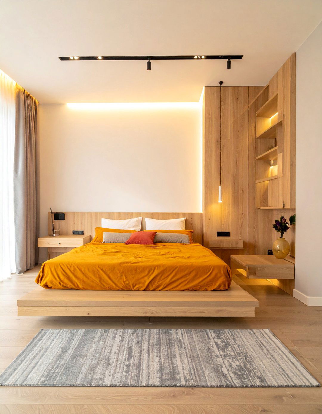 Bachelor Room with Floating Nightstands - 25 Bachelor Room Ideas for Modern Single Men