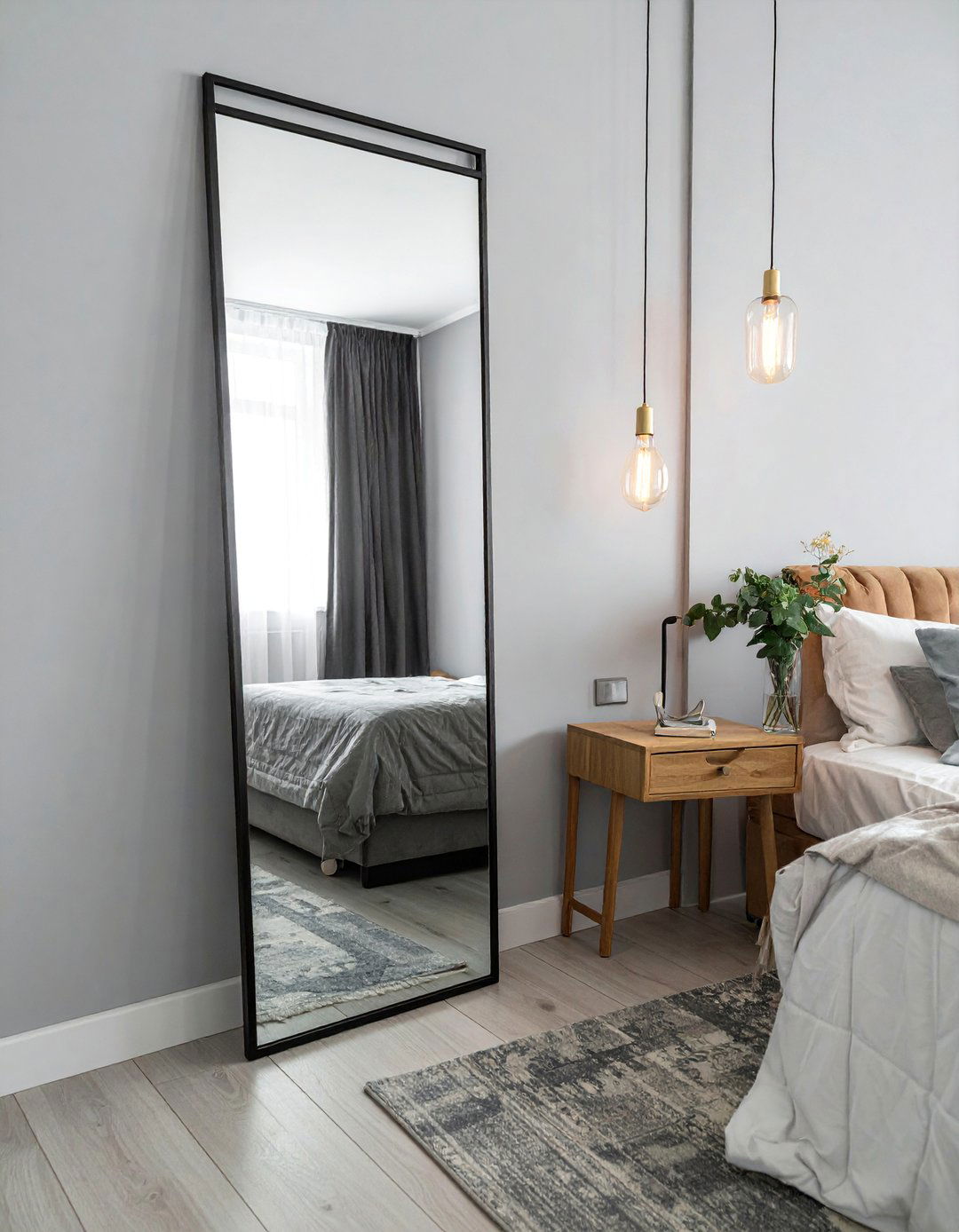 Bachelor Room with a Full Length Leaning Mirror - 25 Bachelor Room Ideas for Modern Single Men