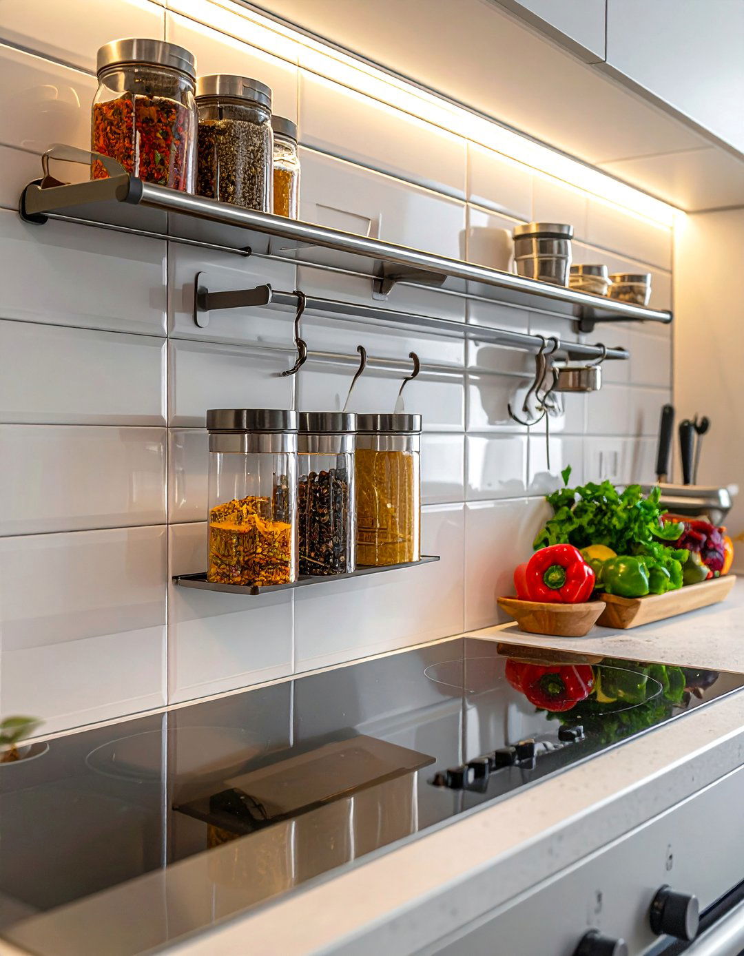 Backsplash Rail System Spice Rack - 40 Creative Spice Rack Ideas for Organized Kitchens