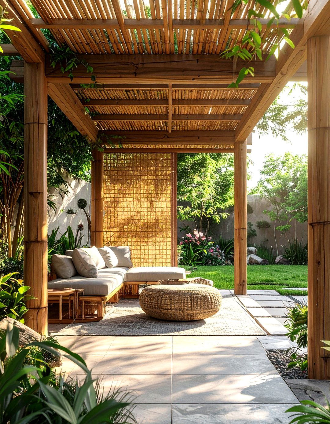 Bamboo Shade Panels for Natural Screening - 40 Shade Ideas for Comfortable Outdoor Living Spaces