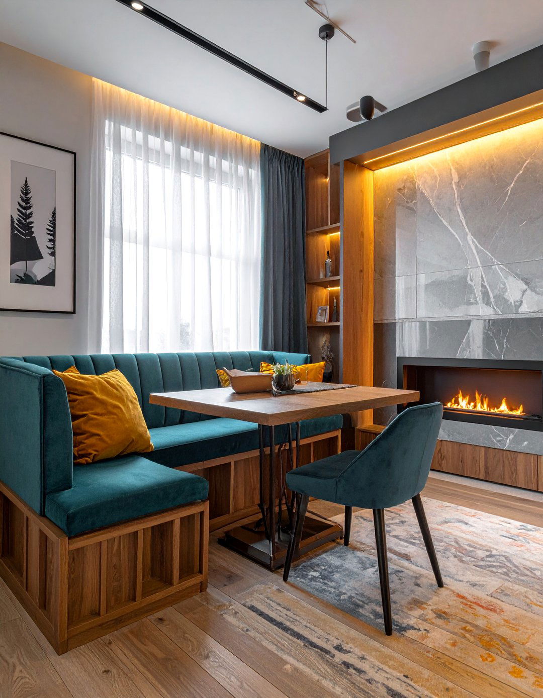 Banquette Fireplace Dining Seating - 20 Fireplace Bench Ideas to Cozy Up Your Living Room
