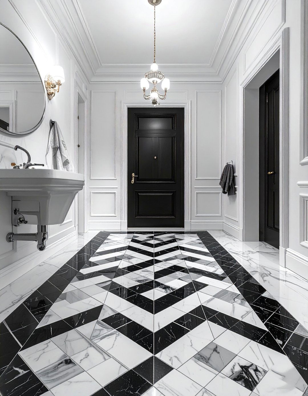 Basketweave Pattern Black and White Bathroom Tile - 20 Black and White Bathroom Tile Ideas for a Sleek Look