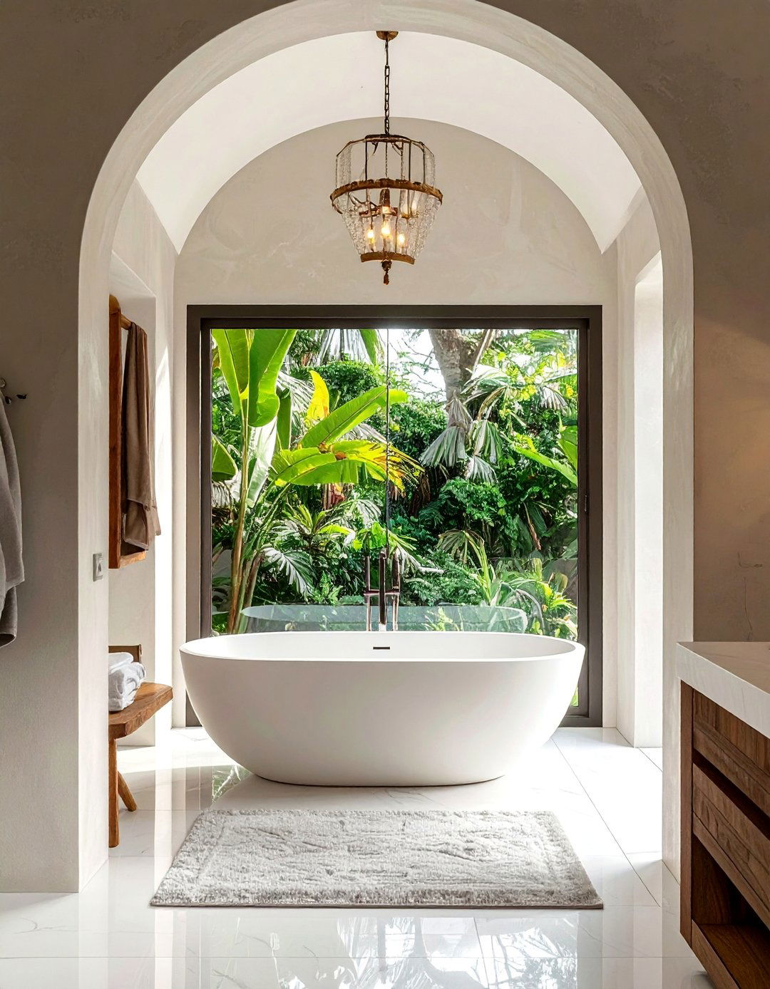 Bathroom Vaulted Ceiling over a Freestanding Tub - 40 Vaulted Ceiling Ideas for a Spacious Look