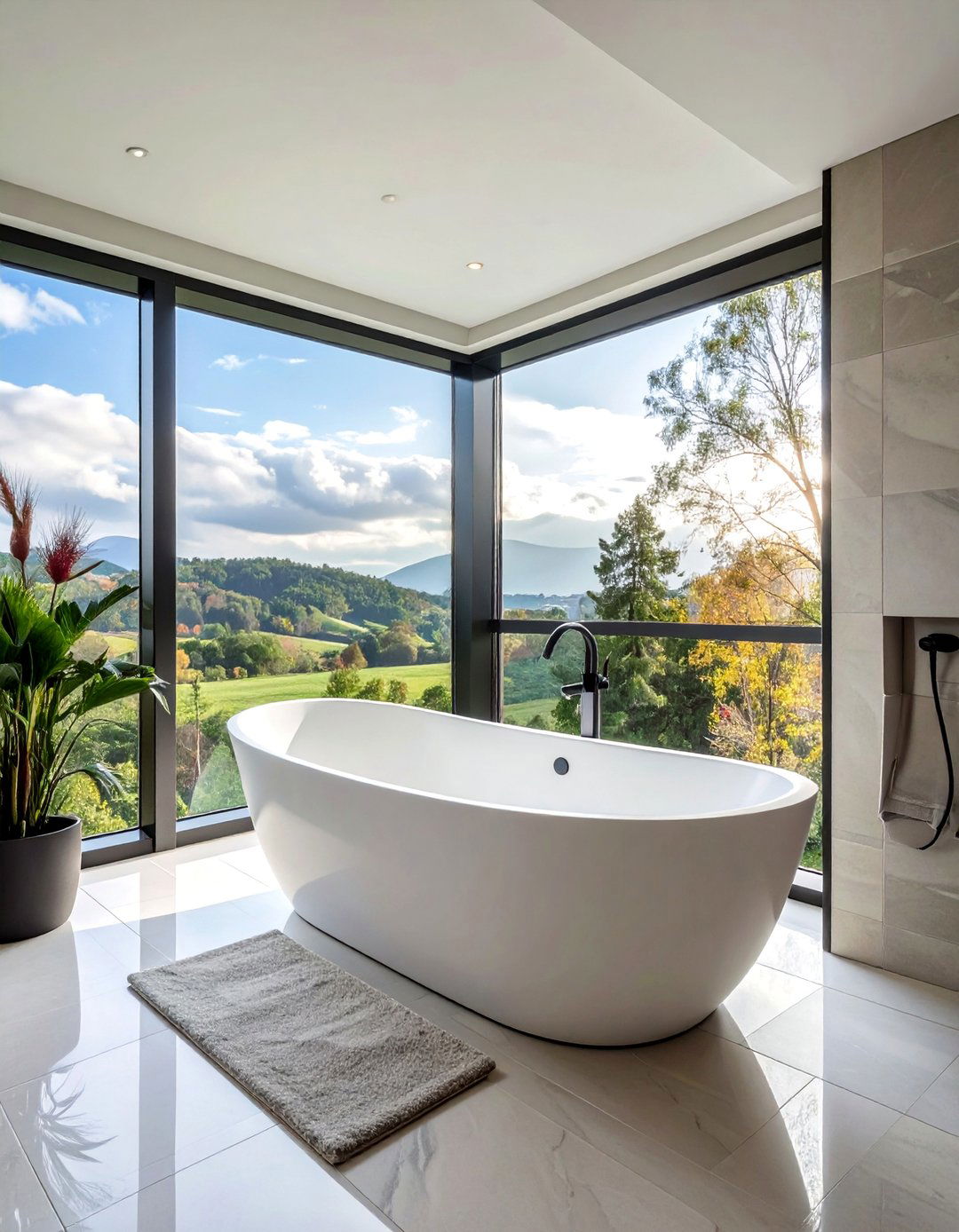 Bay Window Luxury - 20 Windows Above Bathtub Ideas for a Relaxing Bath