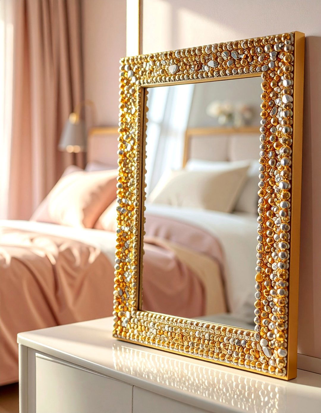 Beaded Mosaic Mirror - 20 Mosaic Mirror Ideas for Unique Home Decor