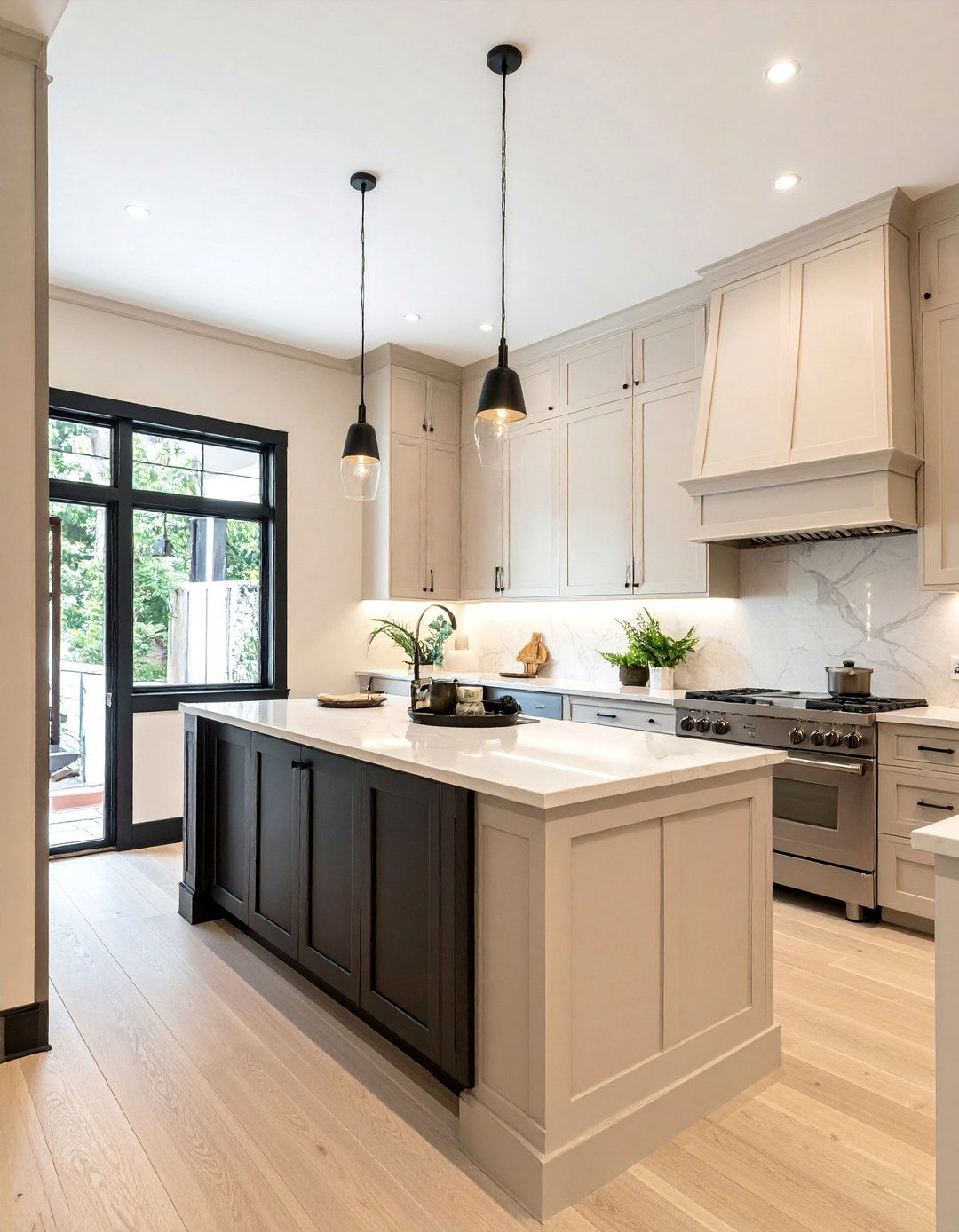 Beige Walls with Black Accent Trim - 20 Black and Beige Kitchen Ideas for a Timeless Design