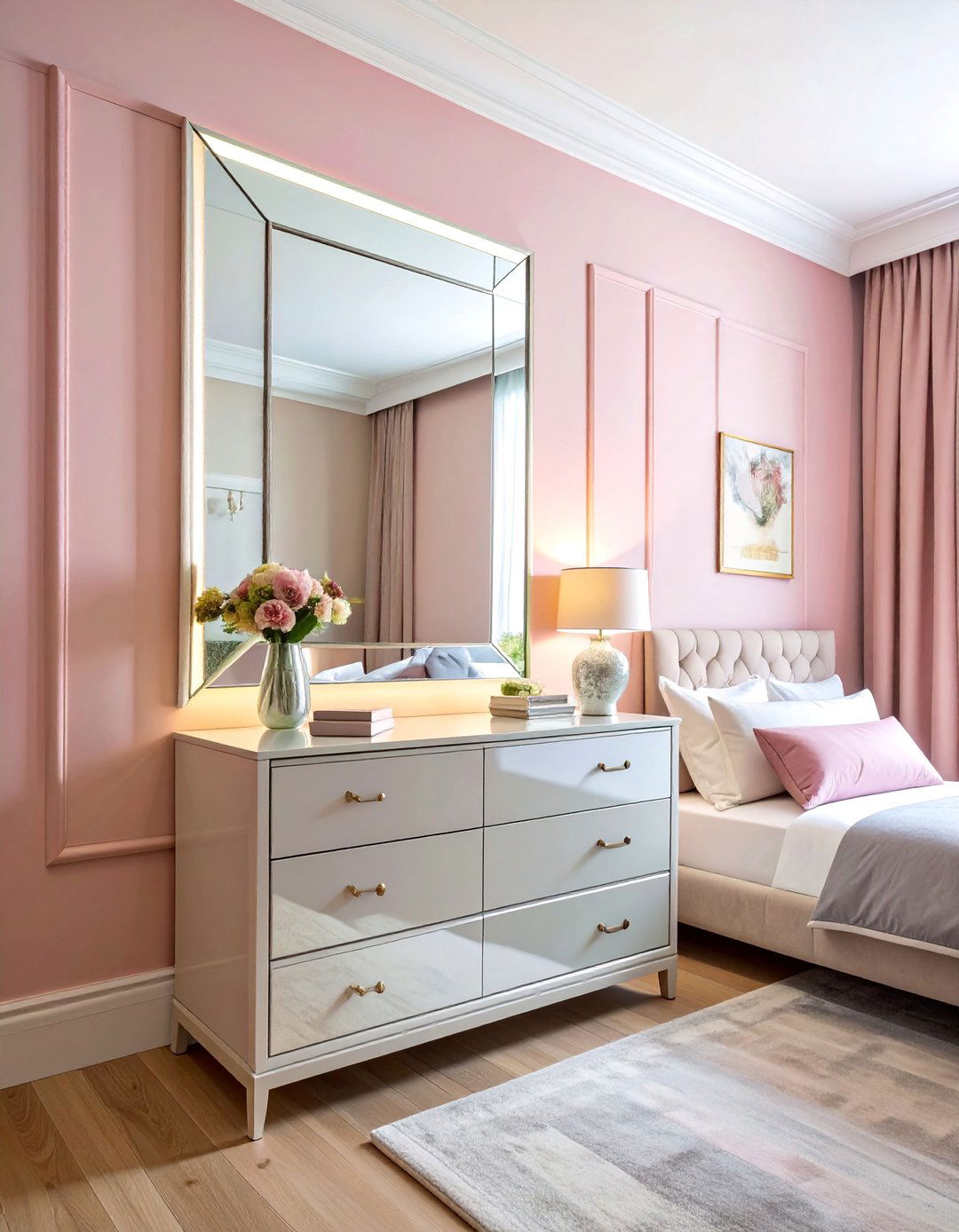 Beveled Glass Mirror Elegance - 20 Mirror Over Dresser Ideas to Elevate Your Bedroom