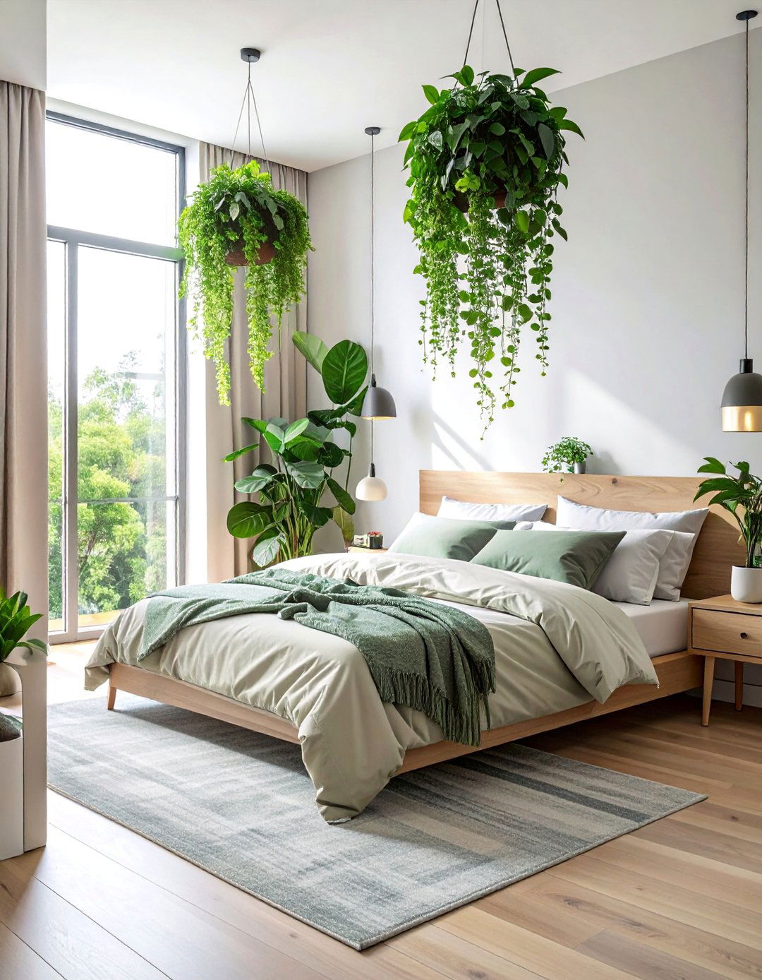 Biophilic Accents with Hanging Plants - 20 Dreamy Bedroom Design Ideas for a Relaxing Space