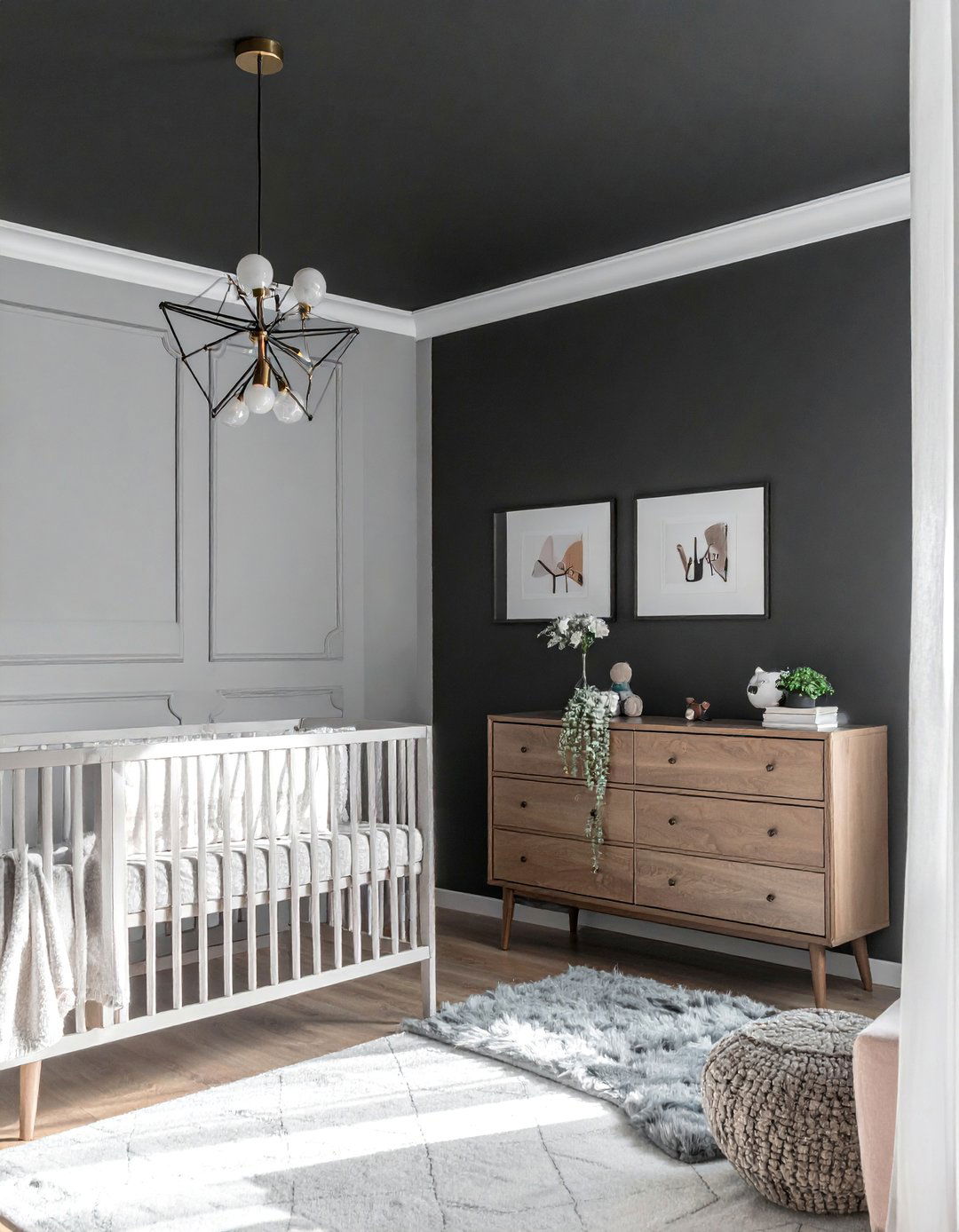 Black Ceiling in a Nursery - 25 Black Nursery Ideas for a Modern Baby Room