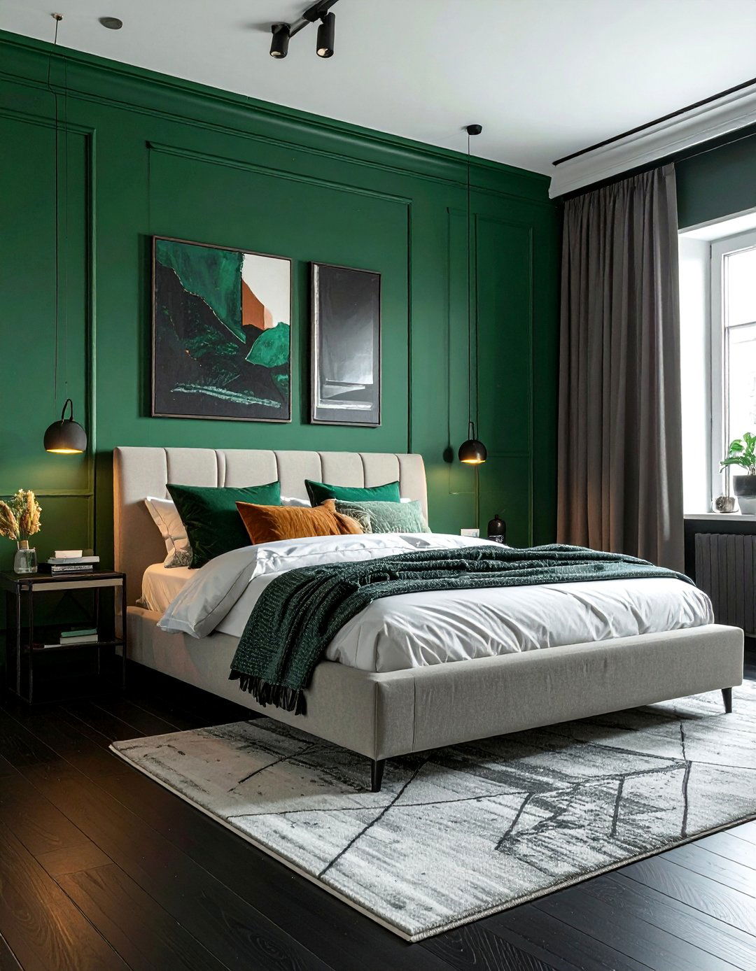 Black Floor Bedroom with a Vibrant Accent Wall - 20 Black Floor Bedroom Ideas for a Dramatic and Stylish Retreat